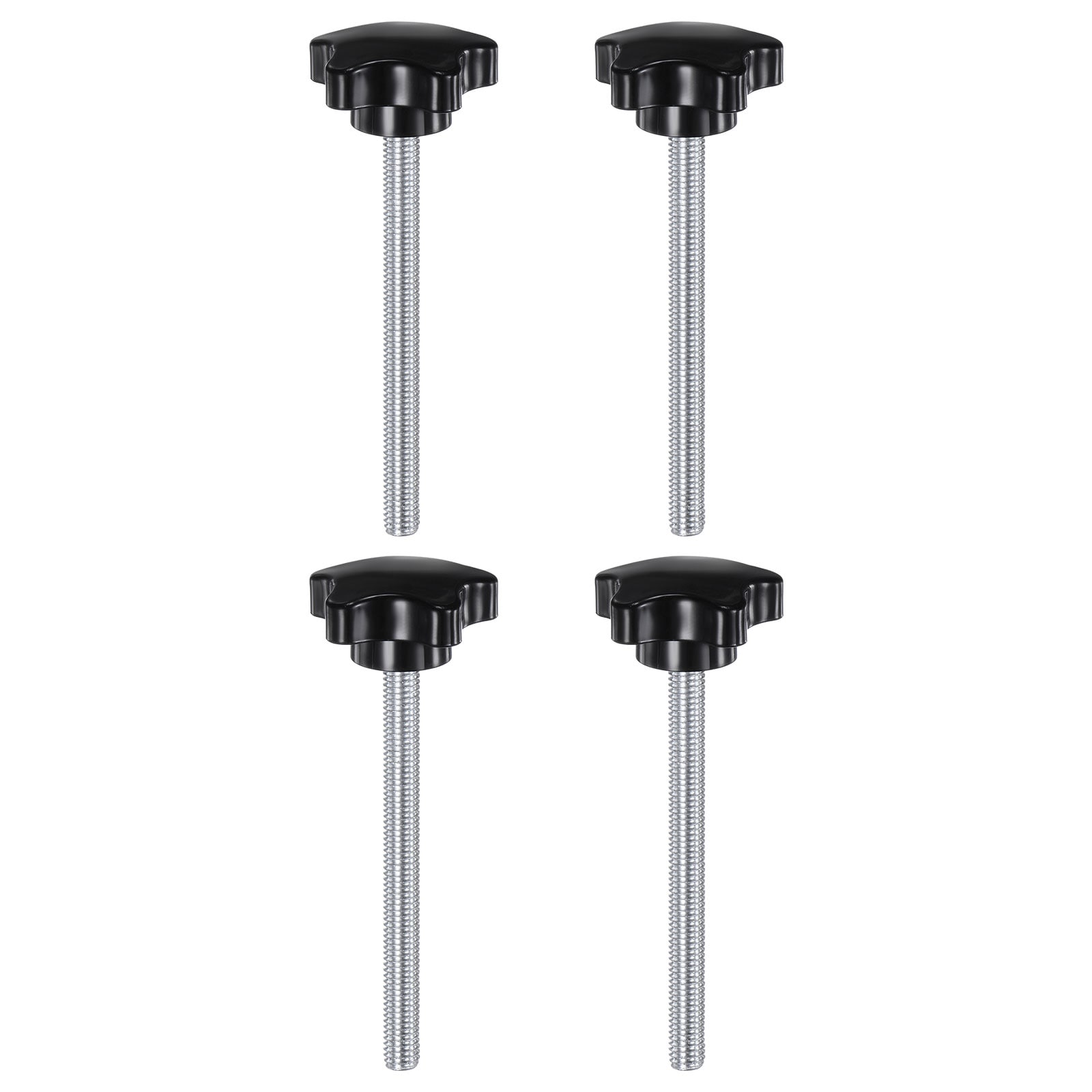 Harfington 4pcs Star Clamping Knobs M8 x 100mm Metric Male Thread 39mm Large Plastic 5-Star Head Hand Tightening Thumb Screw Jig Knob Handle Black