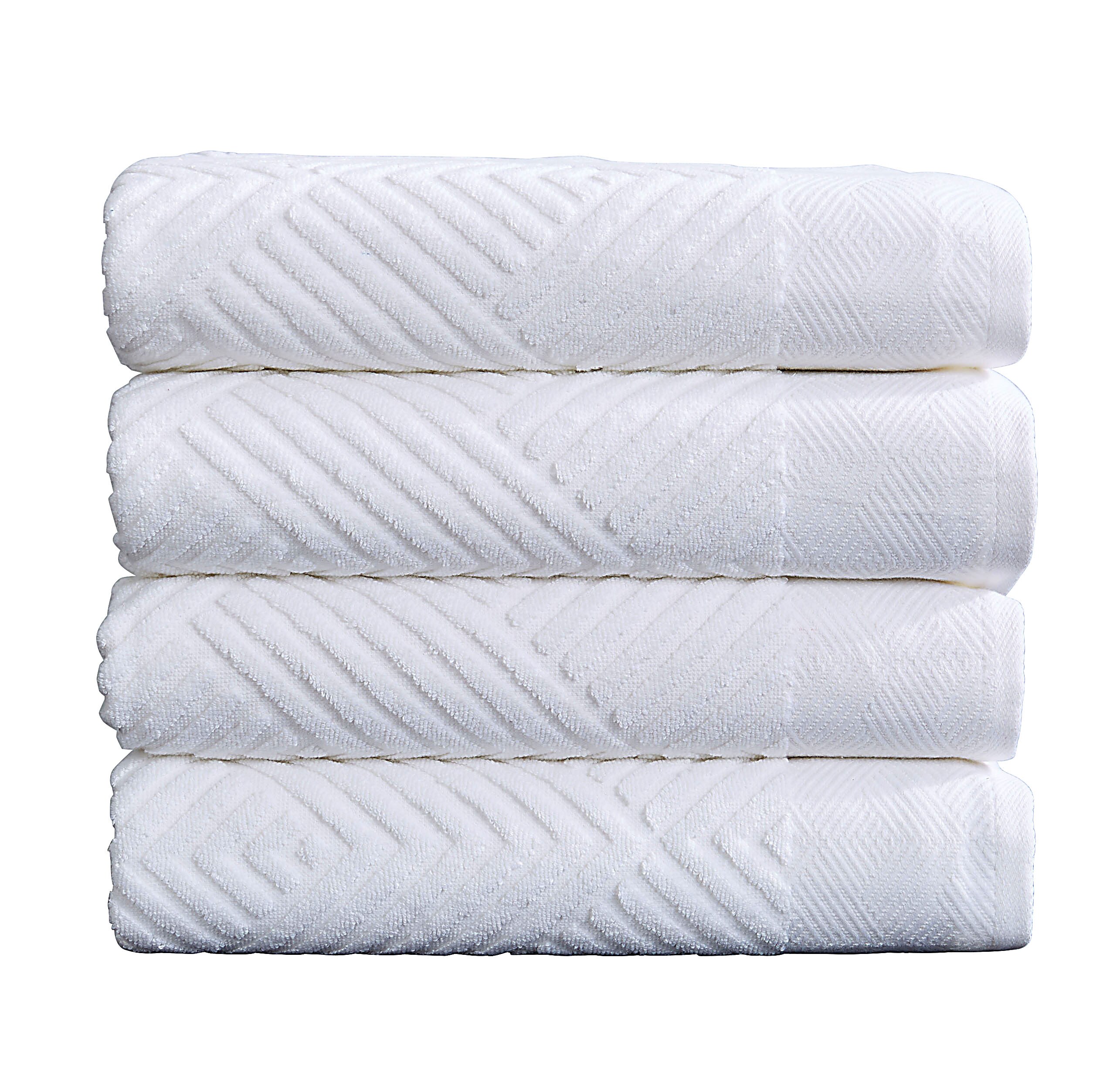 Flat Loop Hand Towels - 4 Pack, Porcelain (White)