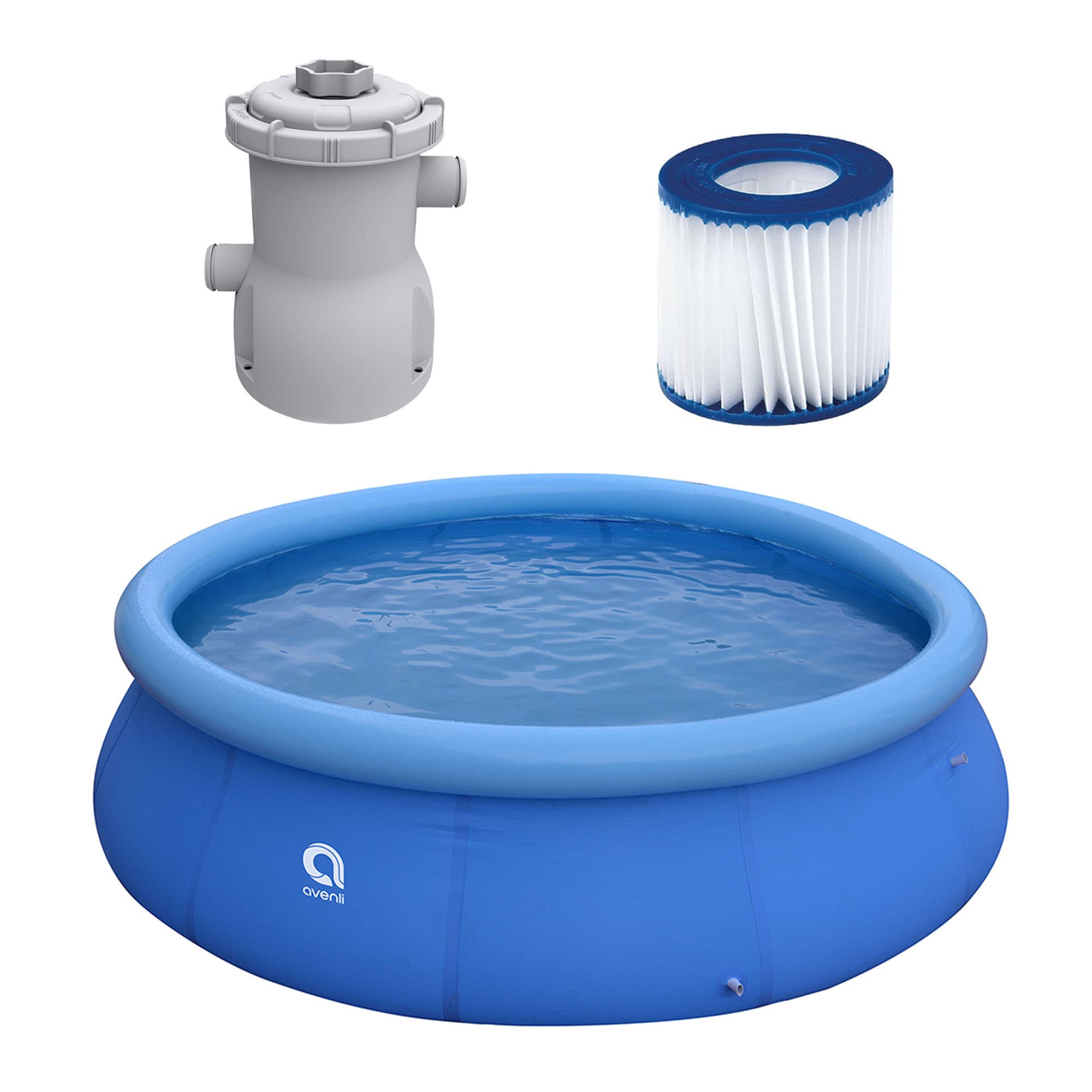 JLeisure 233419 12-ft x 12-ft x 30-in Inflatable top ring Round Above-Ground Pool with Filter Pump