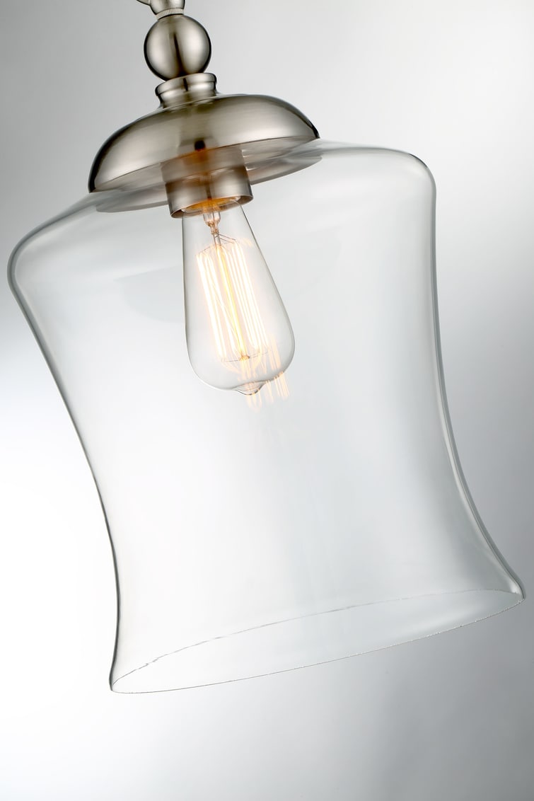 Brushed Nickel Mini Pendant with Clear Glass Shade