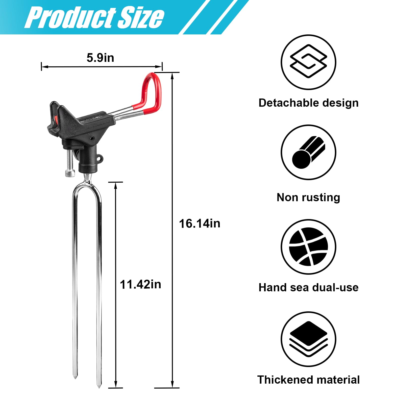 CYIKE 2-Pack Fishing Rod Holders for Bank and Ground 360 Degree ...