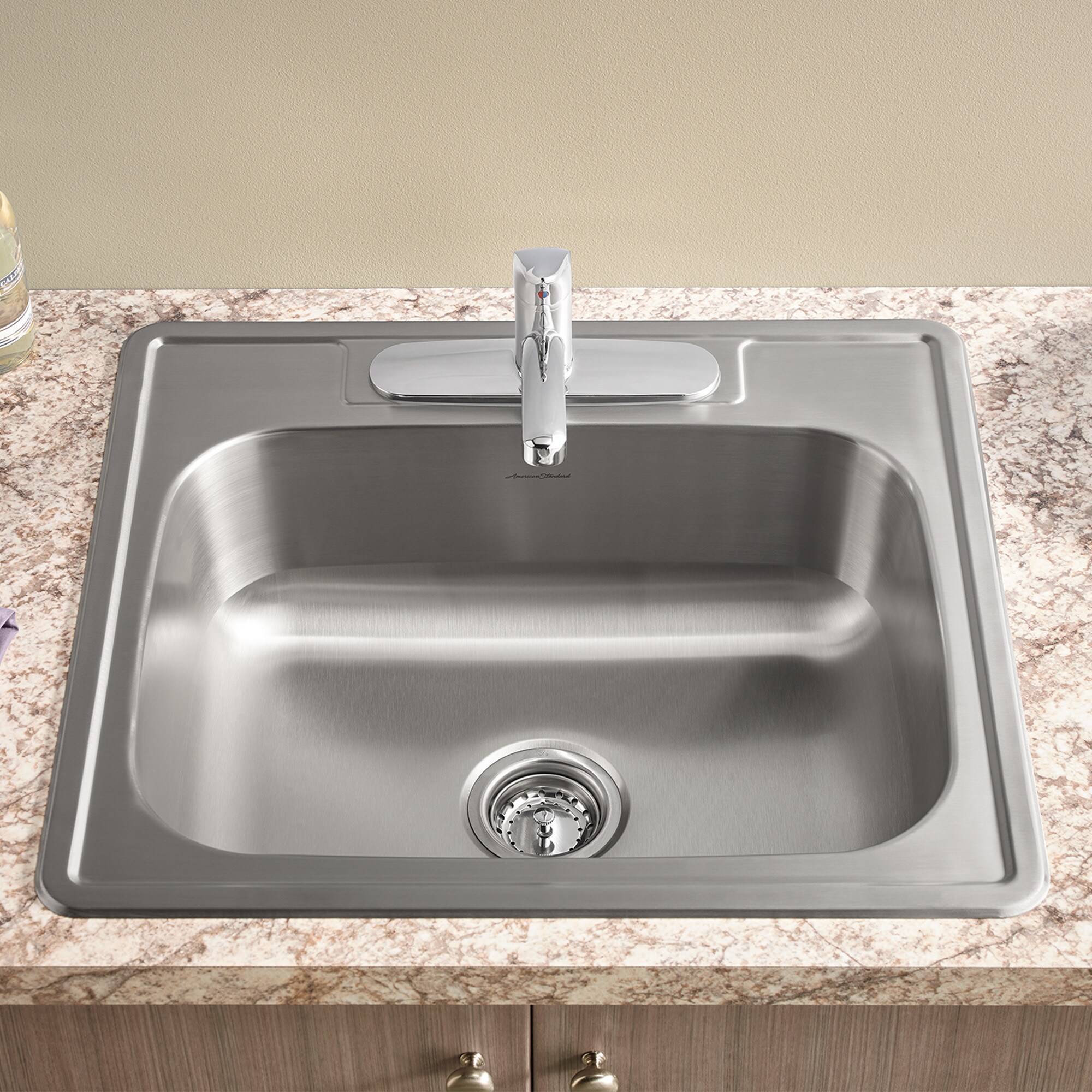 American Standard 22SB.6151511S.075 Drop-In 15-in x 15-in Stainless Steel Single Bowl 1-Hole Kitchen Sink