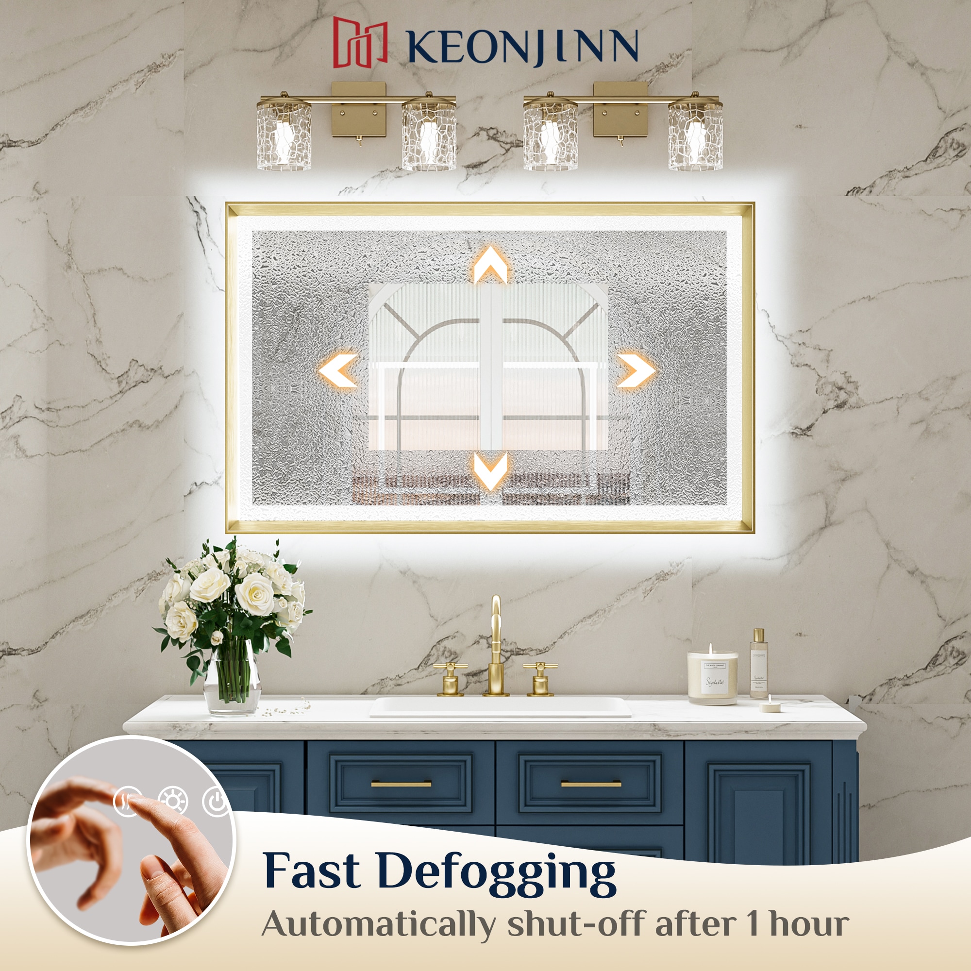 Keonjinn LW-ZBGSSW-10161GD Framed-Bath-Mirrors - View #7