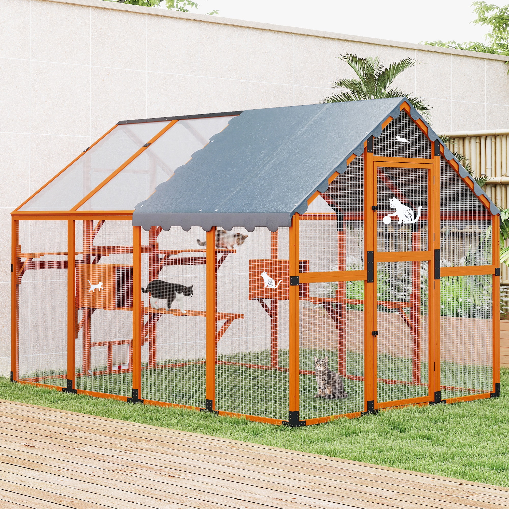 Coziwow 74-in x 70.9-in Orange Cat House CW12E0650-L02 at Lowes.com