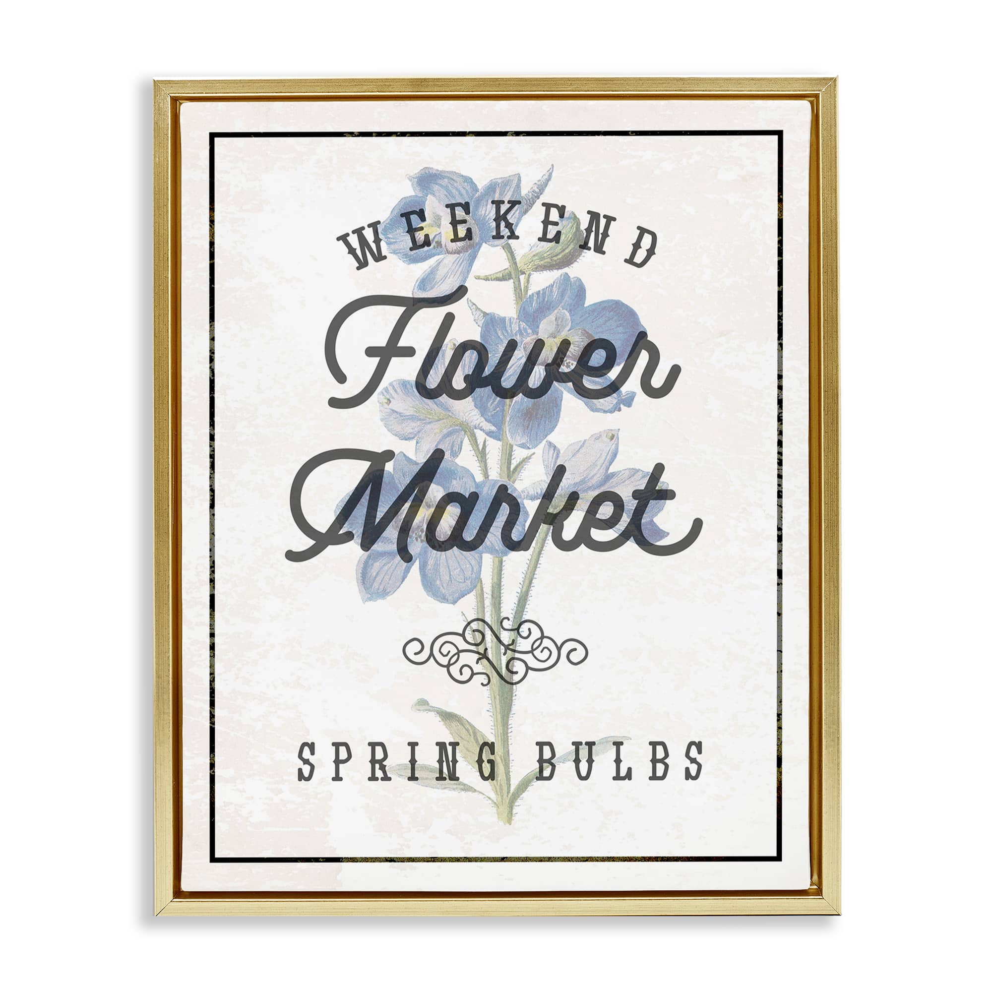 Stupell Industries BT-164-FFG-24X30 Weekend Flower Market Gold Framed Floater Canvas Wall Art By Lil' Rue 25 x 31