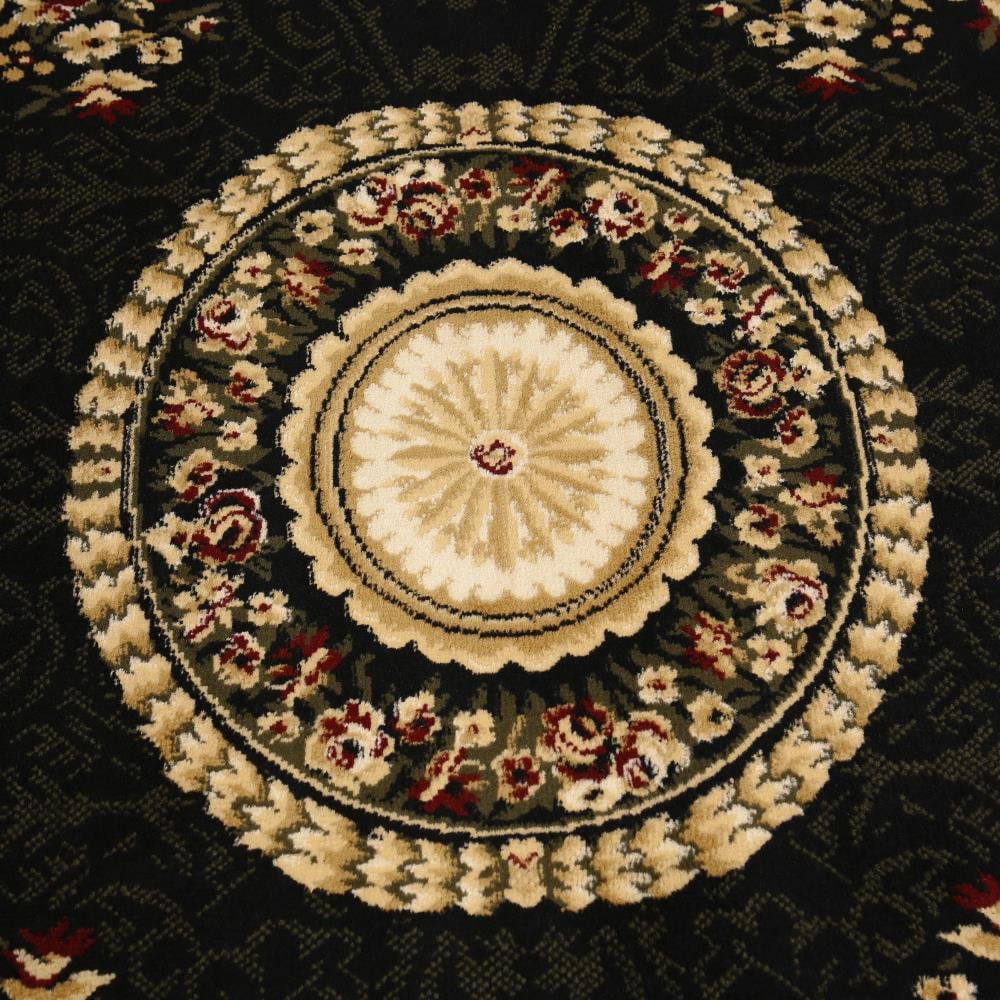 Athens Black and Beige Round Medallion Area Rug