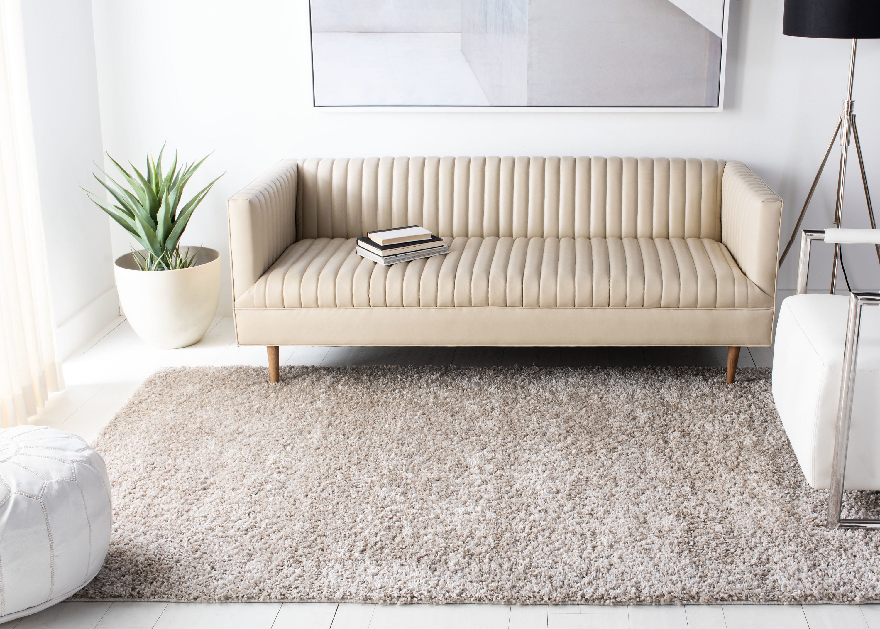 Linen 4' x 6' Solid Shag Area Rug