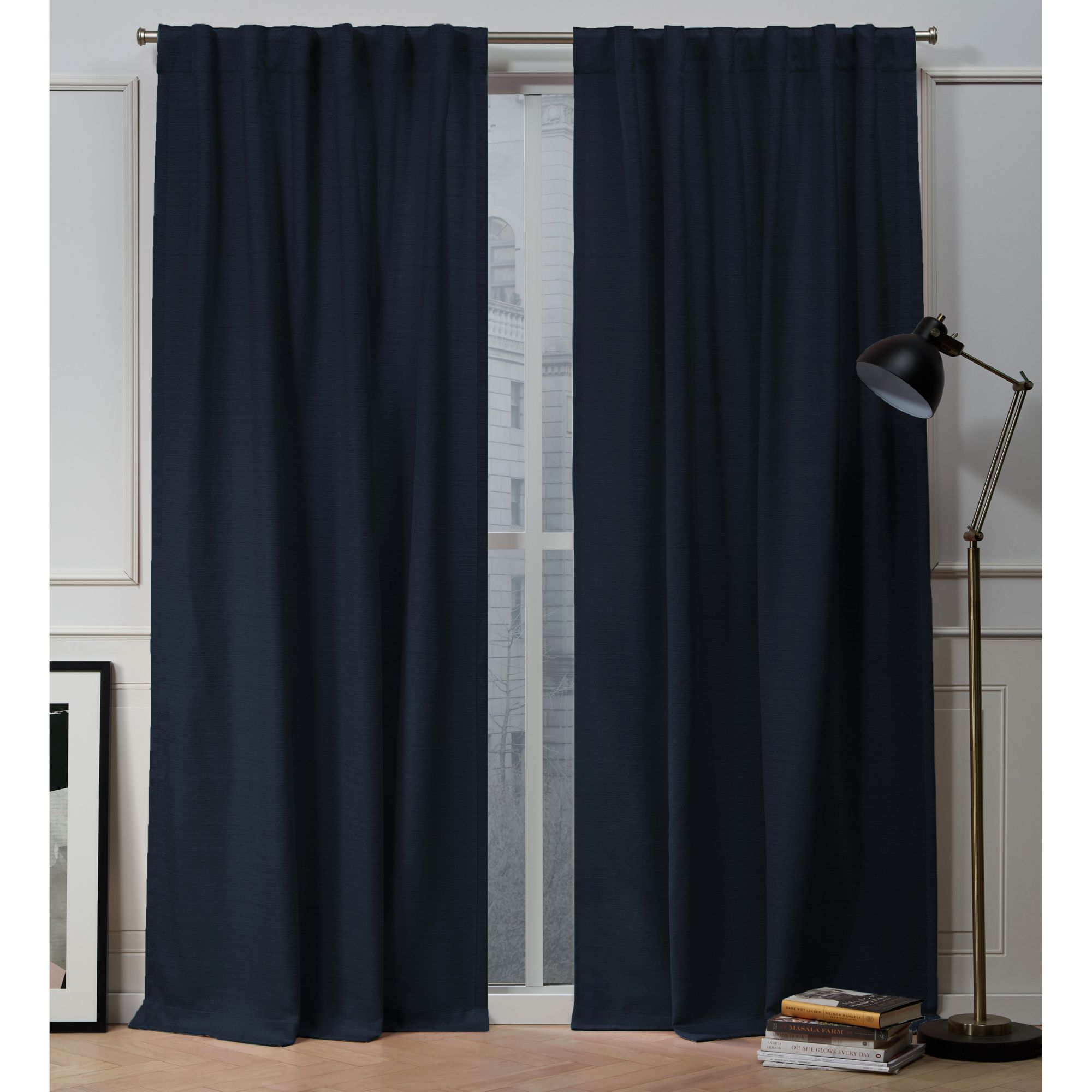 Nicole Miller EN7015-06 2-84H 84-Inches Peacoat Blue Light filtering Back tab Curtain panel pair