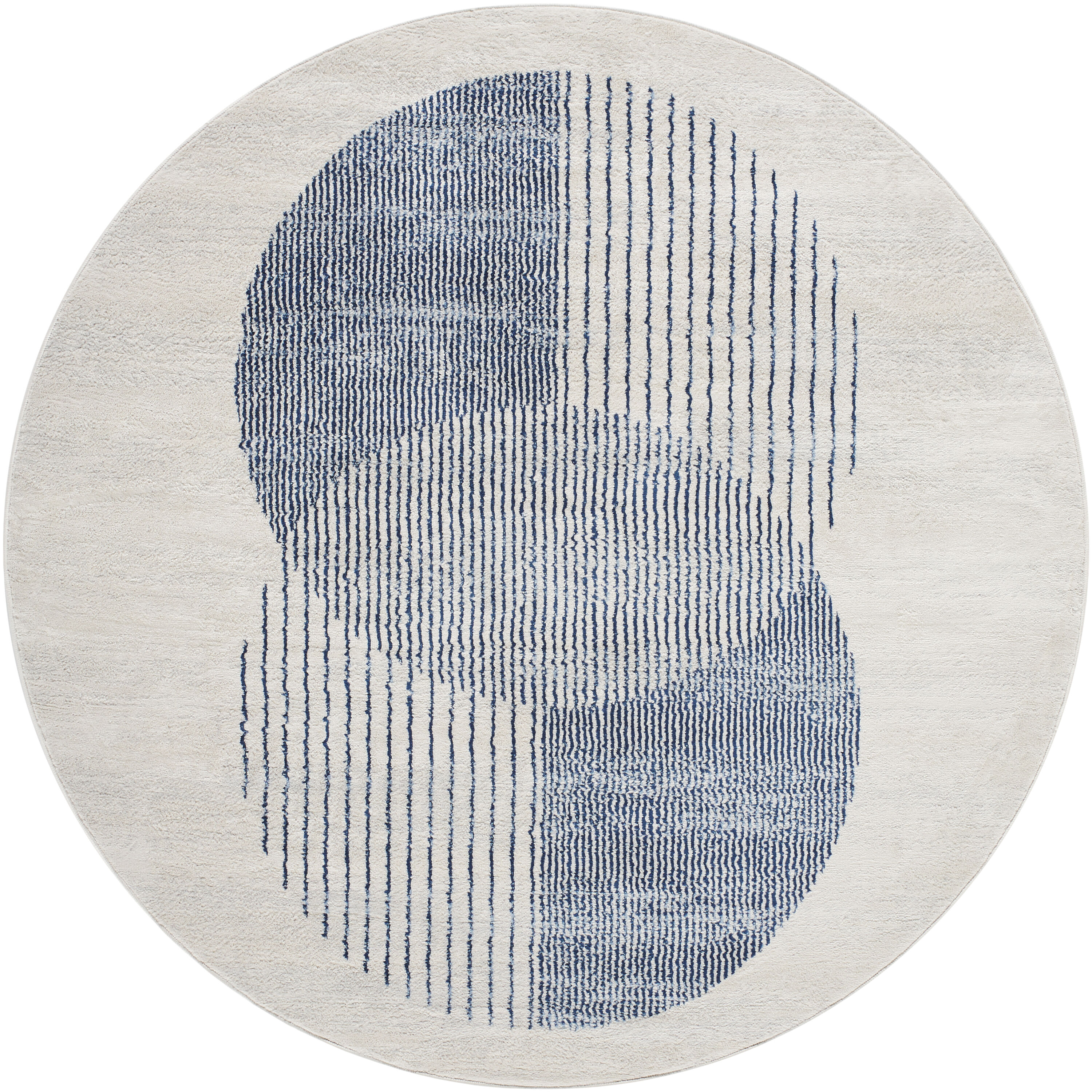 Livabliss FSA2379-67RD Floransa 7 x 7 (ft) Polypropylene Blue/White Round Indoor Geometric Area rug