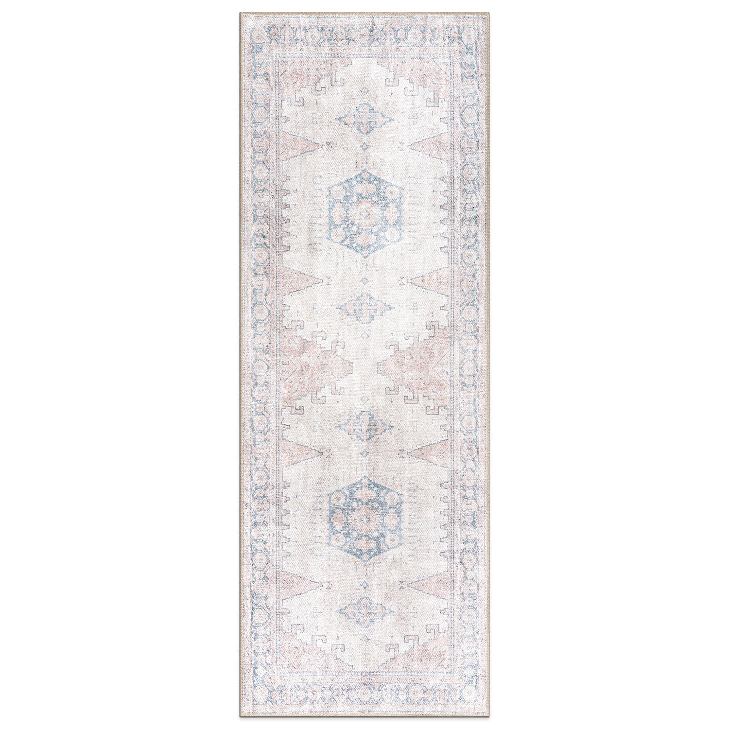 World Rug Gallery 6024BEIGE2X10 2 x 10 (ft) Loomed Polyester Beige Rectangular Indoor Oriental Machine washable Area rug