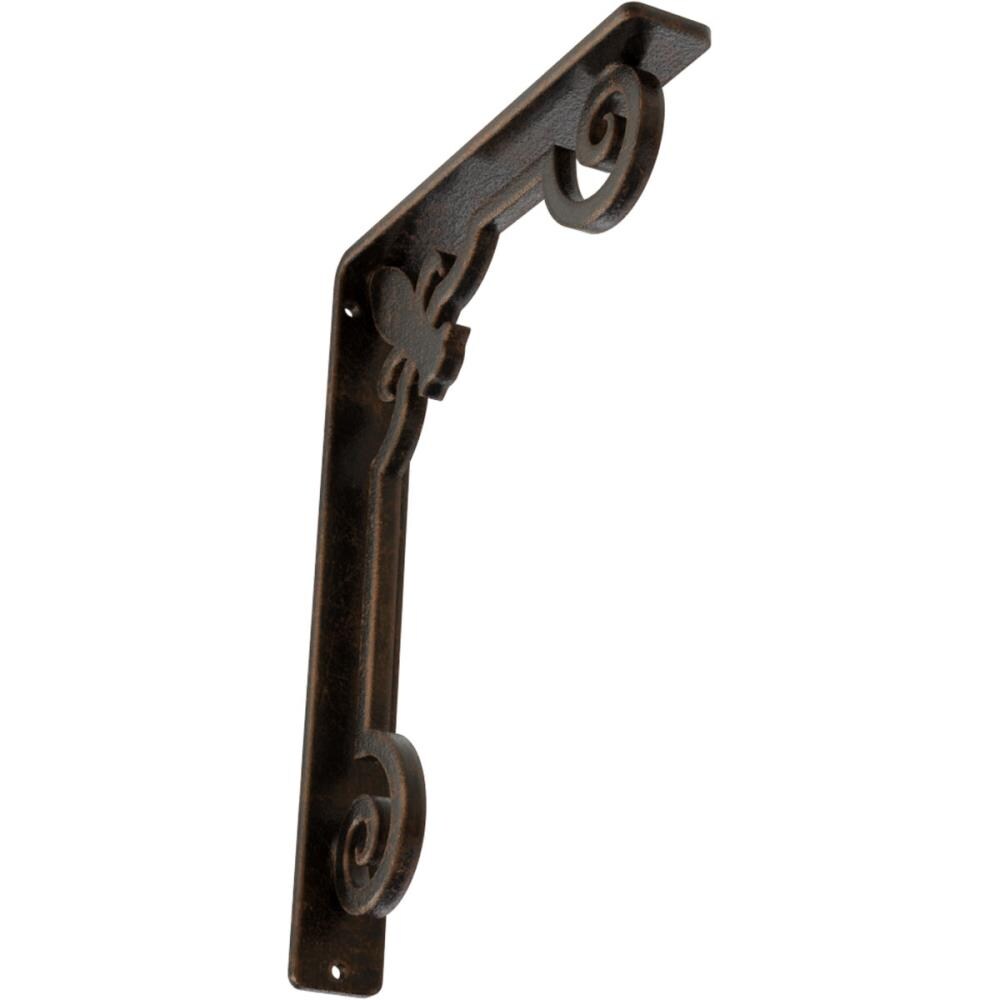 Ekena Millwork BKTM01X07X10SFLABZ Fleur De Lis 7.5-in x 1.5-in x 10-in Antique bronze Wrought iron Mounting bracket