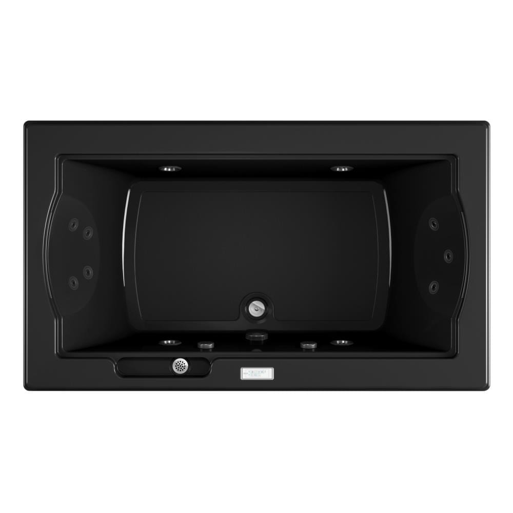 Jacuzzi KM10917 FUZION 42-in x 72-in Black Acrylic Rectangular Drop-in Whirlpool Tub with Drain ( Front center Drain )