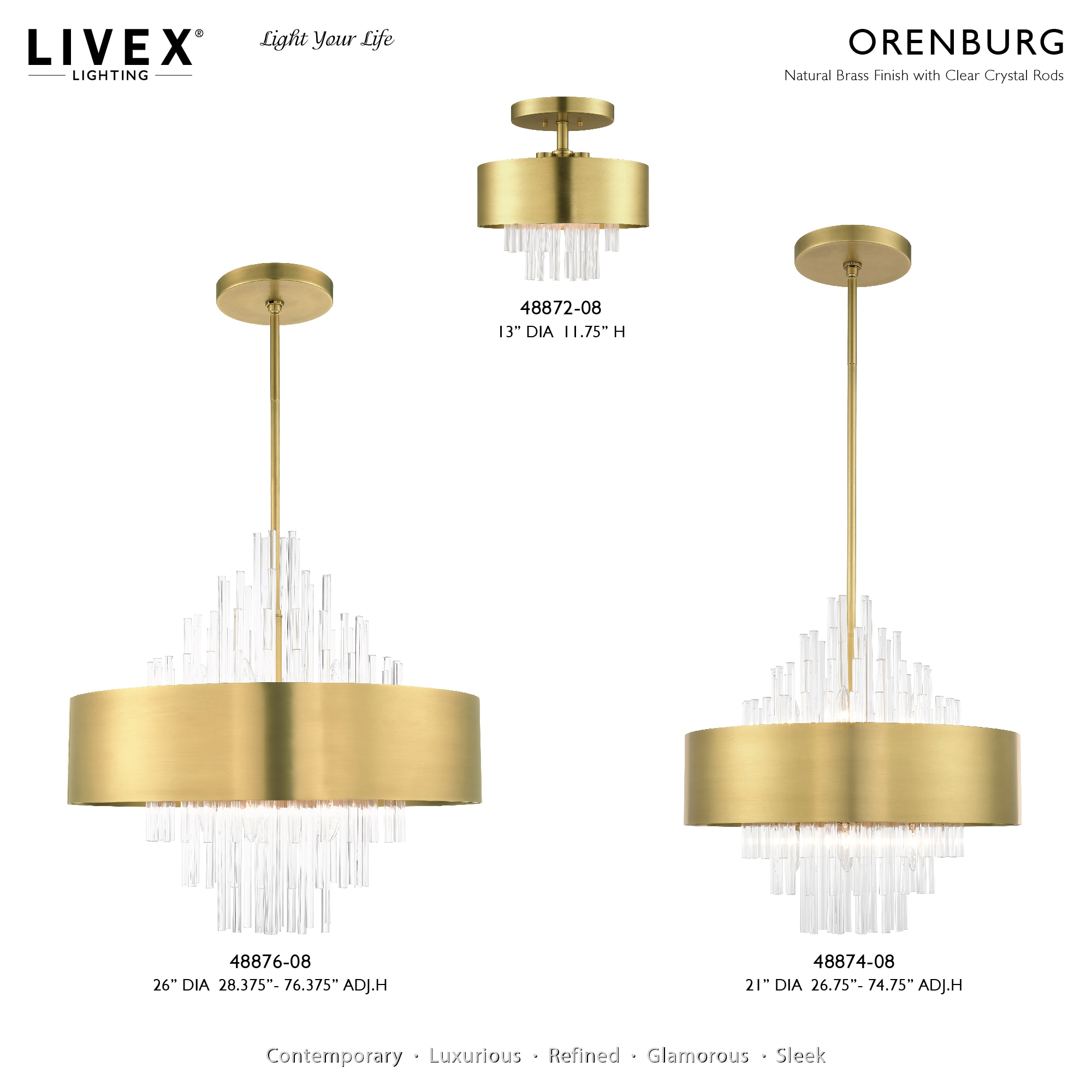 Natural Brass and Crystal 10-Light Drum Chandelier