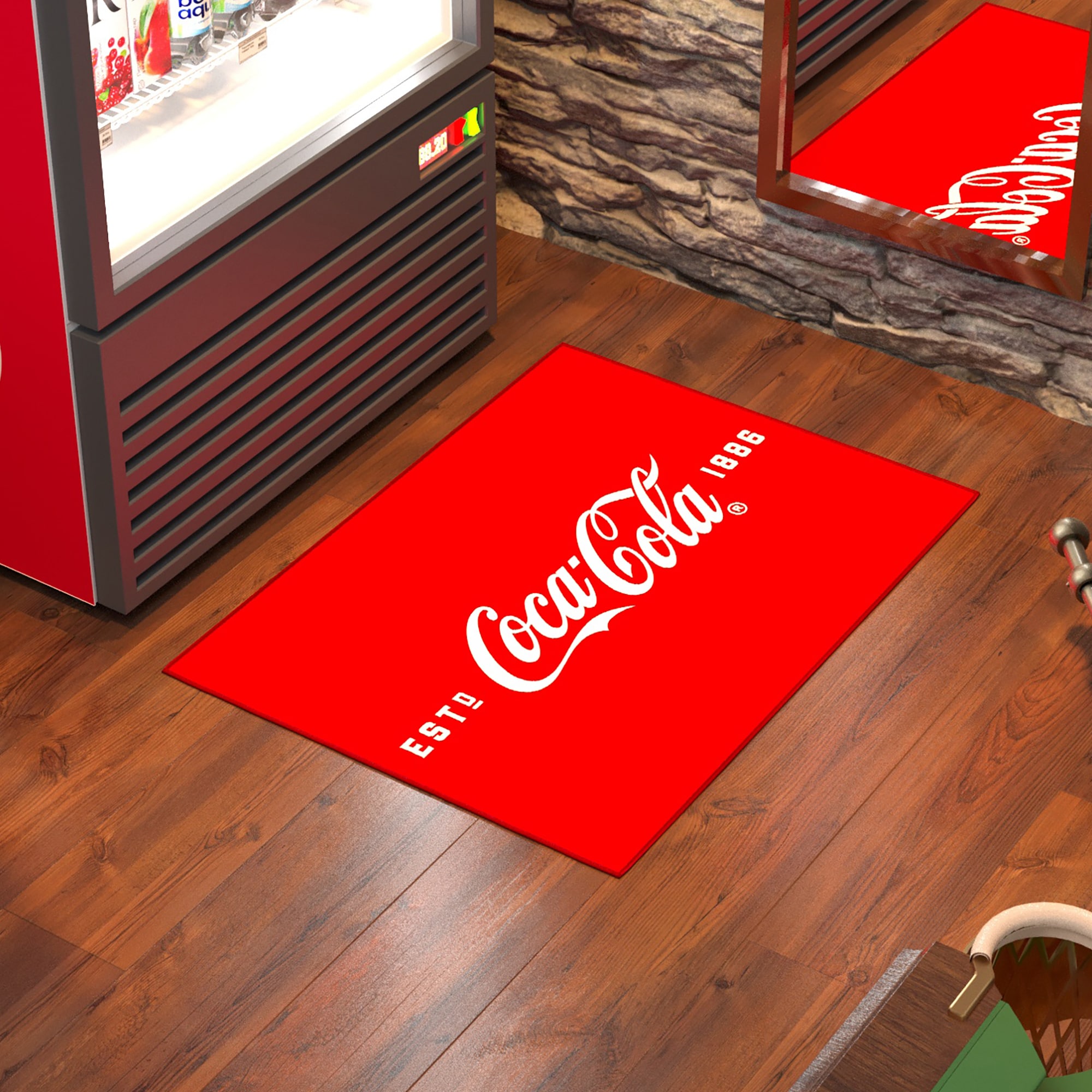 Ottomanson COKE100-2X3 Coca-Cola Kitchen Rug 2 x 3 (ft) Loomed Polyester Red Rectangular Indoor Area rug