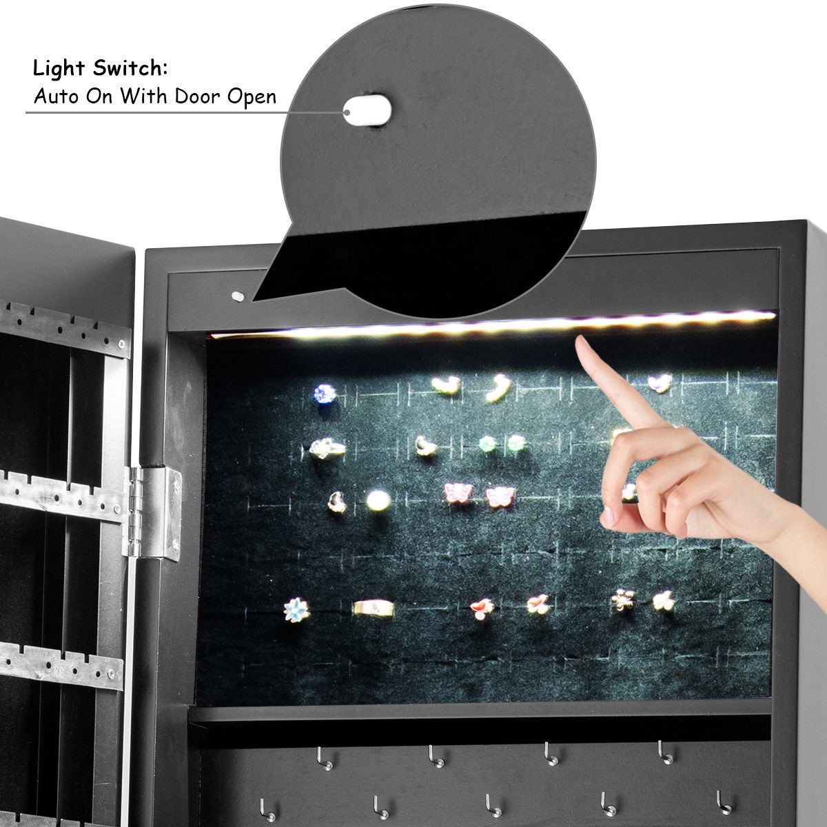 CASAINC WF-HW58536BK-LA Jewelry-Armoires - View #8