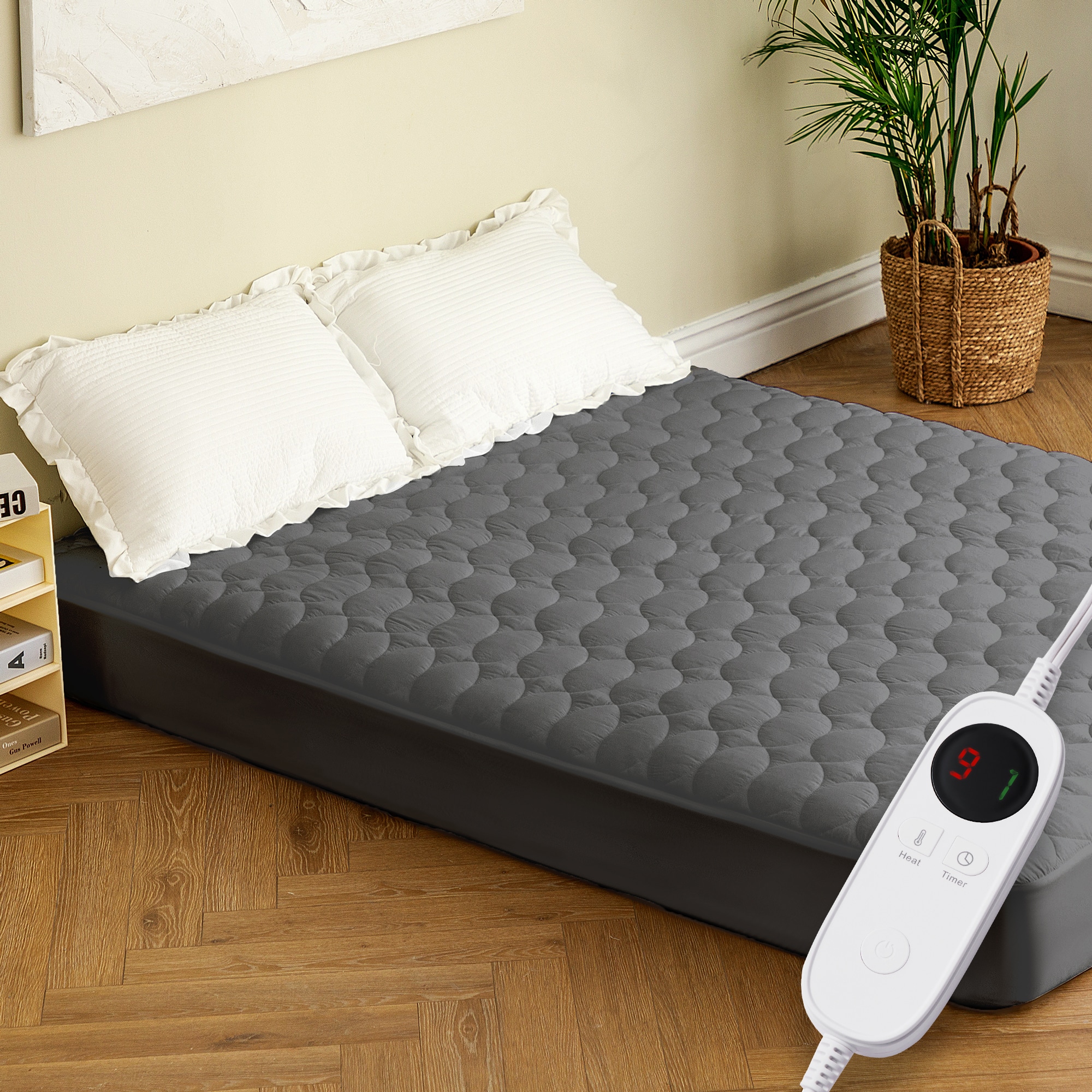 JEAREY JE-CTGT-LG-T Heated Mattress Pad 16-in D Polyester Twin Hypoallergenic Mattress pad