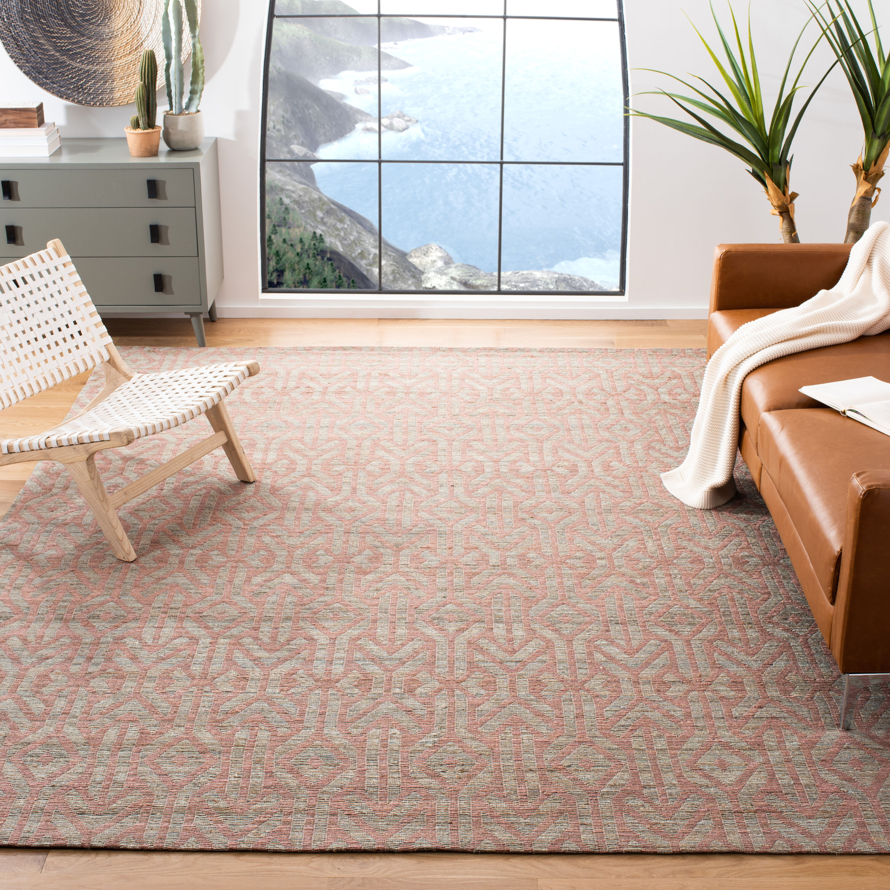 Coastal Charm Square Handmade Cotton Area Rug, 6' x 6', Blue
