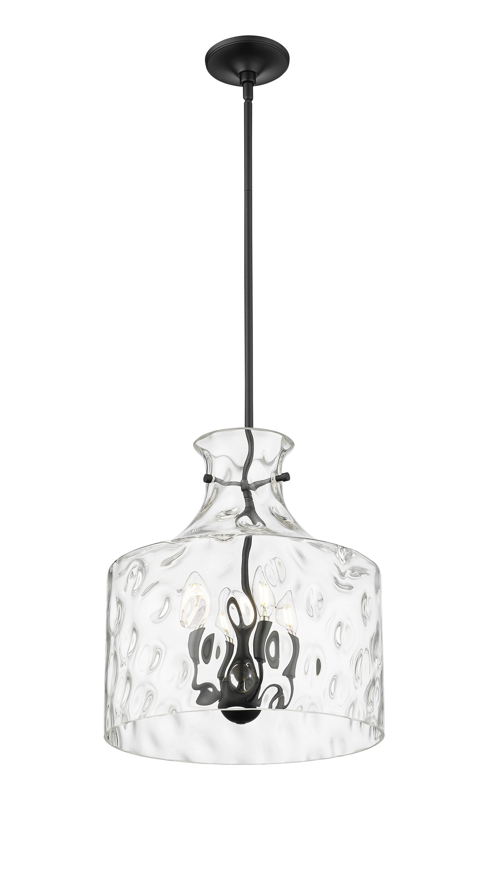 Millennium Lighting Santorini 4 -Light Matte Black Modern/contemporary Textured glass Dome Medium Hanging Pendant Light