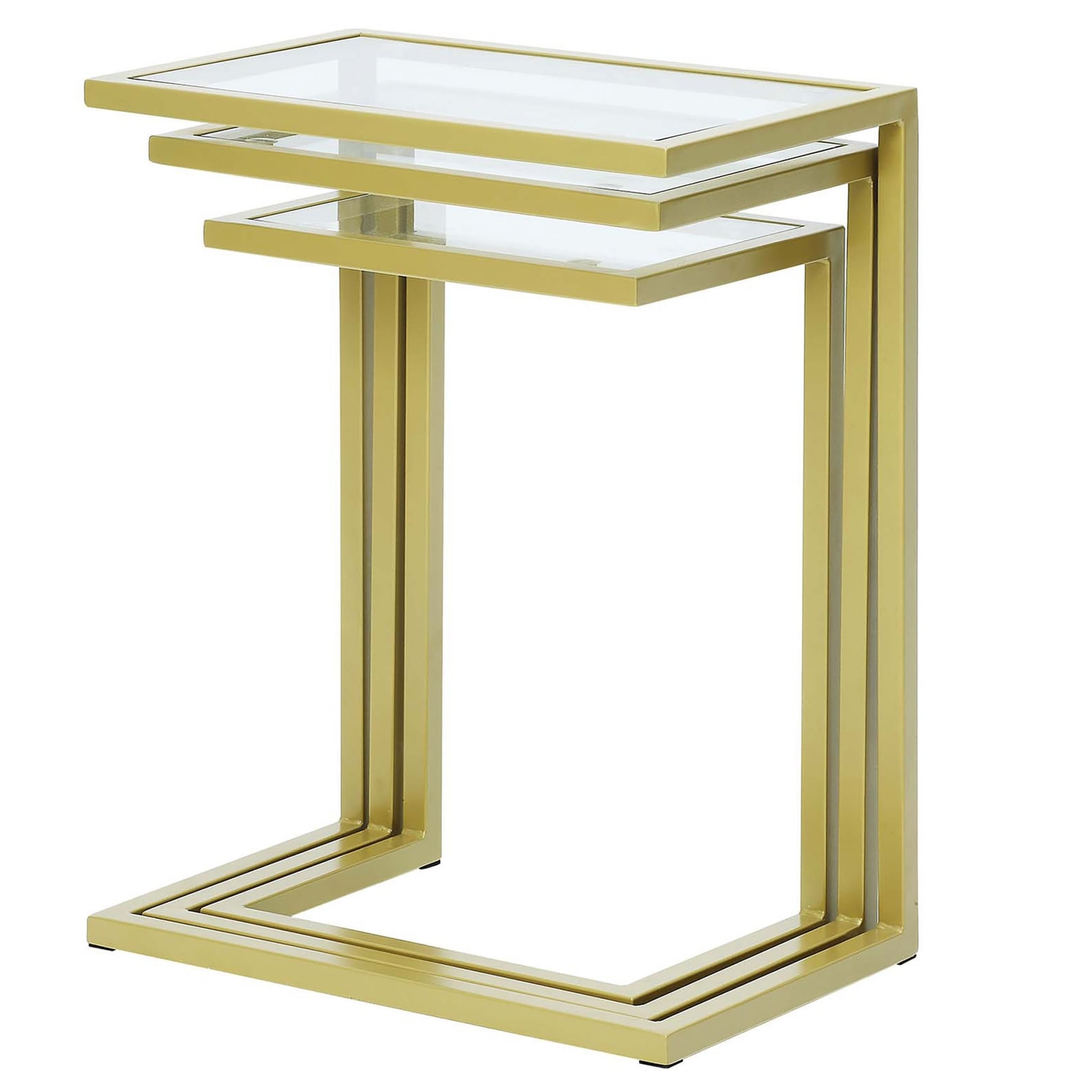 HomeRoots 4000493256 18-Inches W x 23.5-Inches H Chrome Glass Rectangular Modern End Table Assembly Required