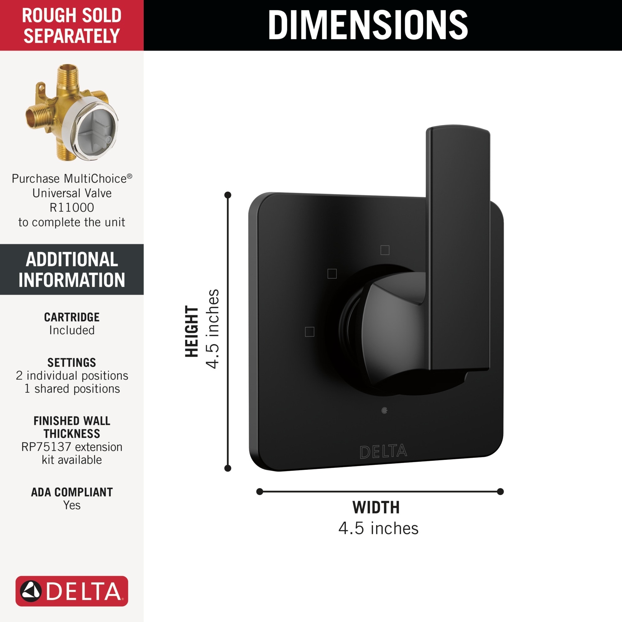 Delta T11837-BL Bath-Shower-Facc - View #2