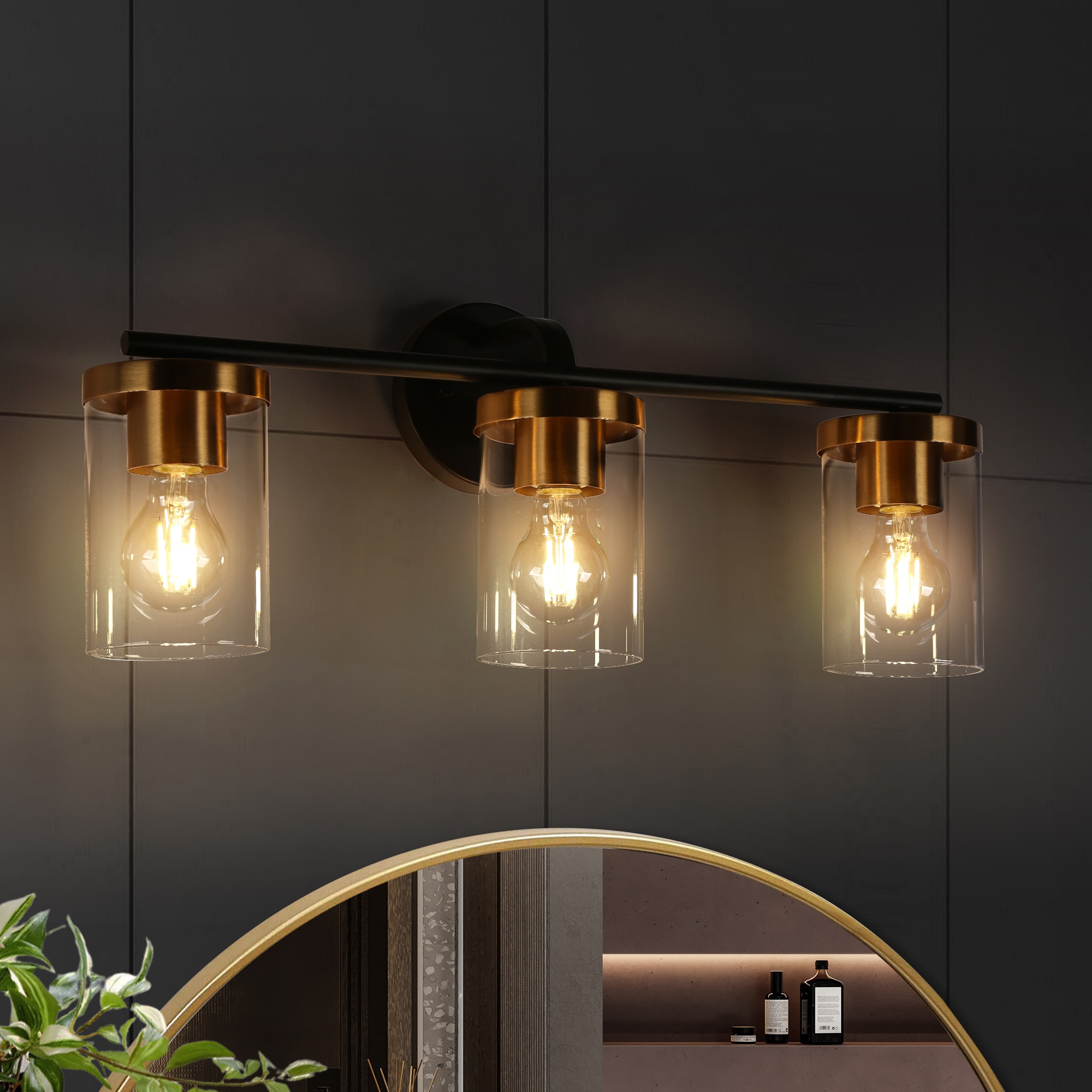 ZEVNI L3EEARZJW5211SC9 Transitional 23.6-in 3 -Light Matte Black Modern/contemporary Vanity light