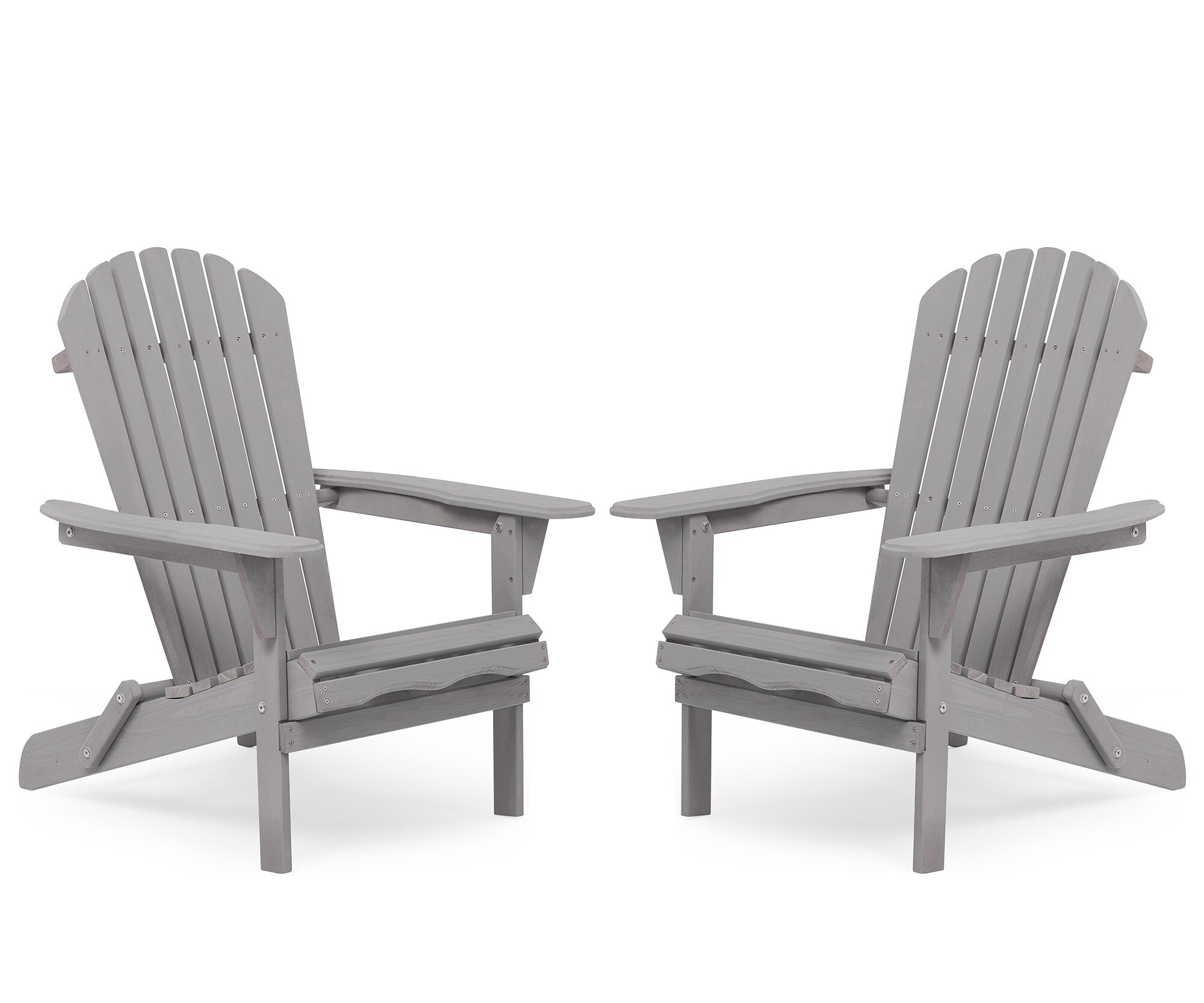 Bybafun YB3100006 Set of 2 Gray Wood Frame Stationary Adirondack Chair with Gray Slat Seat