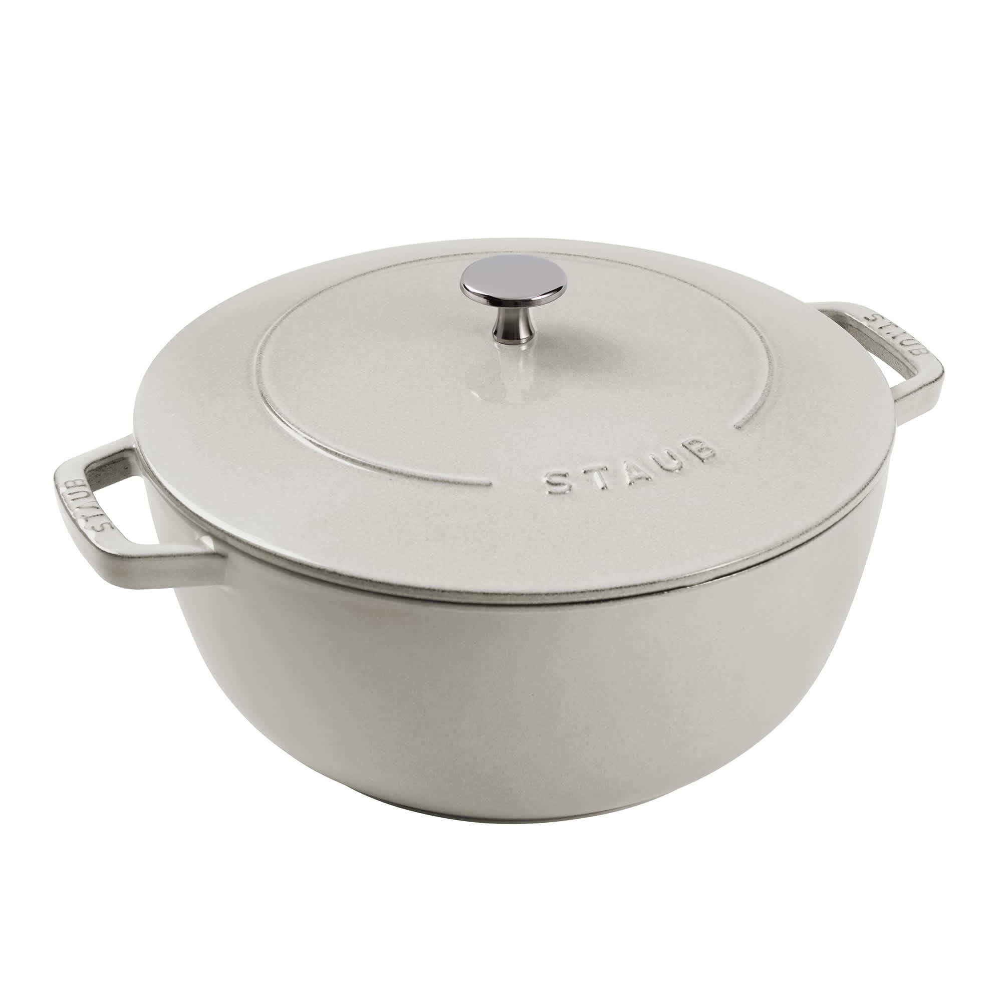 STAUB 1032753  Cast Iron Essential French Oven Dutch Oven 5quart serves 56 Made in France  White Truffle