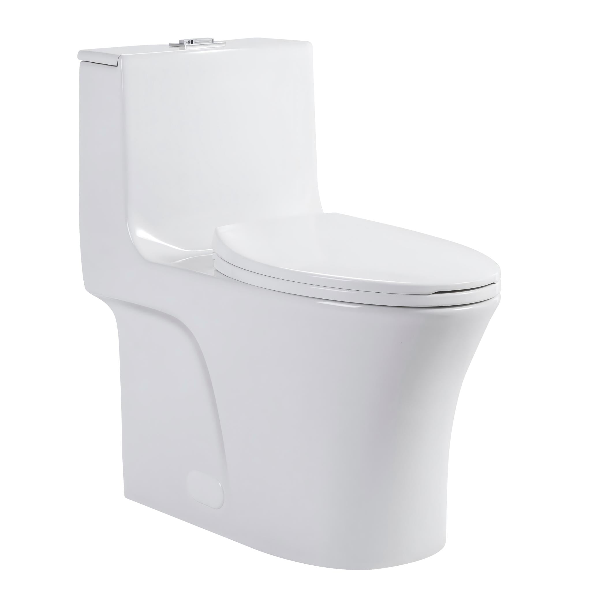 Lordear 1000g MaP Score White Elongated Chair height 12-in Rough-In 1.28 GPF Soft Close 1-piece Toilet