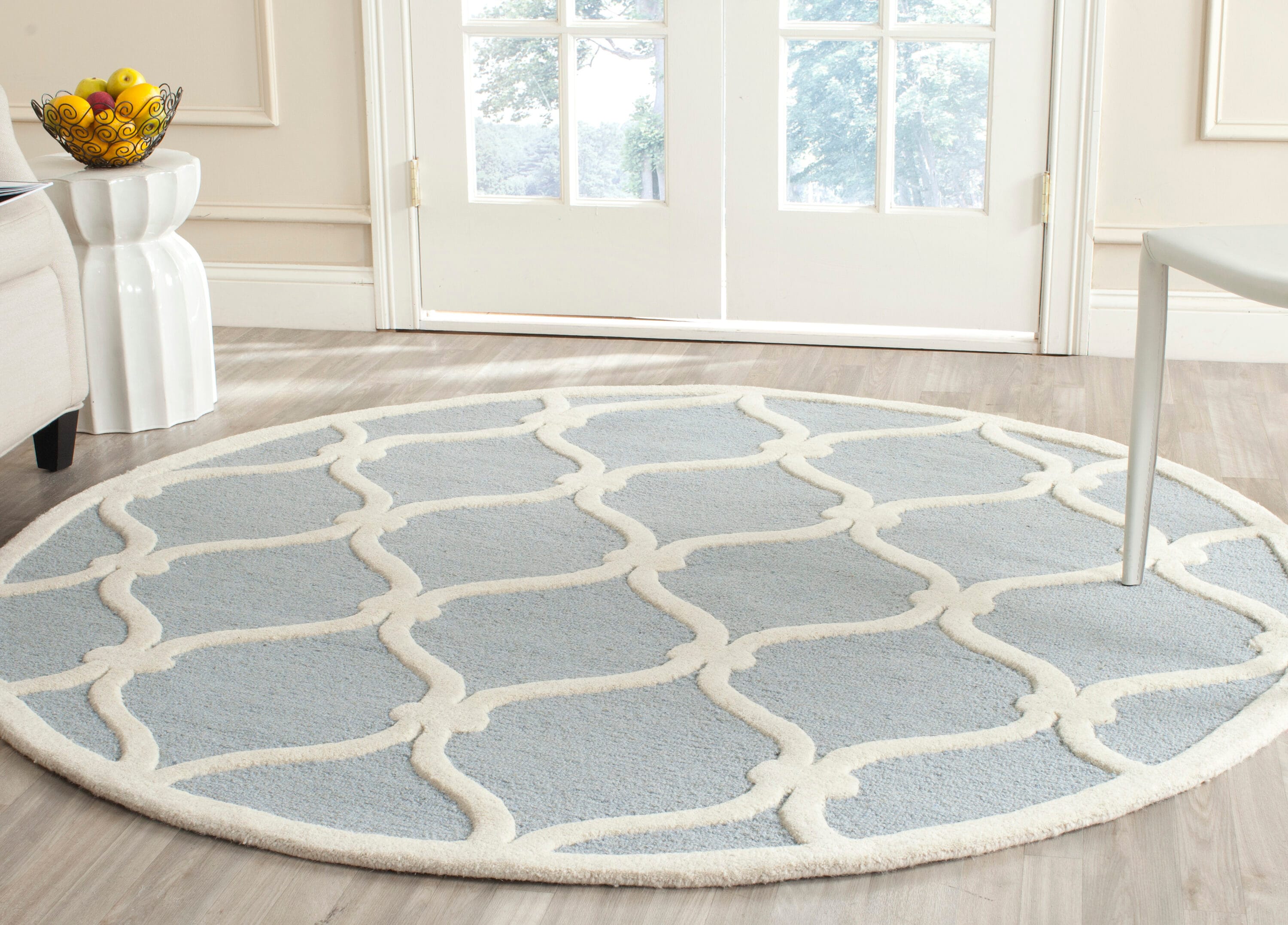  Cambridge 710 Blue/Ivory Contemporary 6ft x 6ft Round Rug
