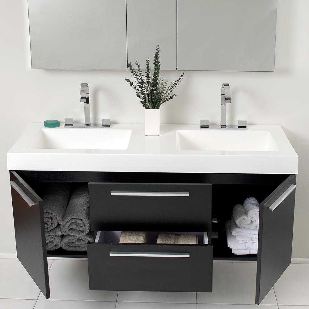 Double Sink Bathroom Vanity With, 54 Inch Double Vanity With Top