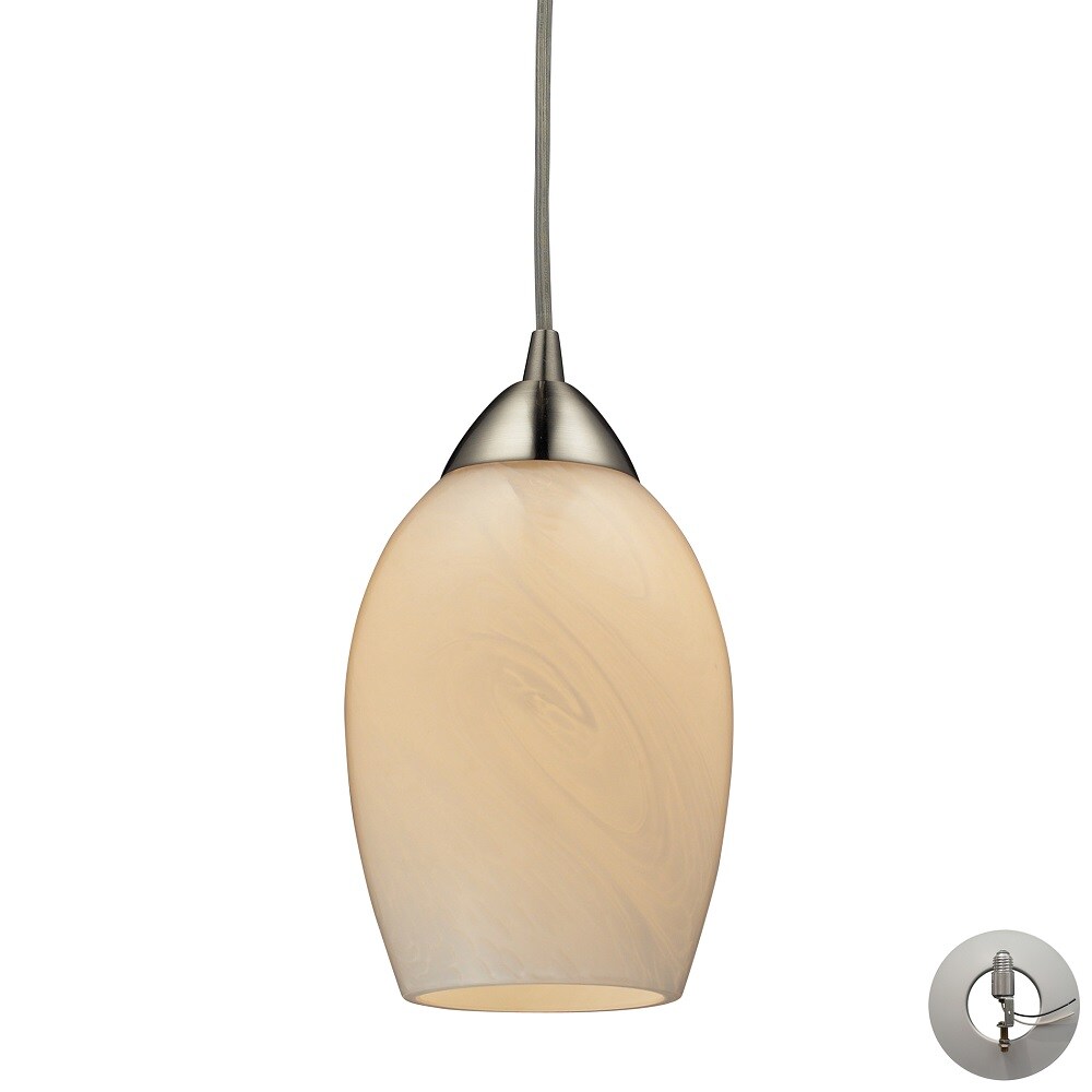 Westmore Lighting PT122201COCLA Kapiti 10-in Satin Nickel and Coconut Glass Mini Tinted Glass Teardrop Pendant