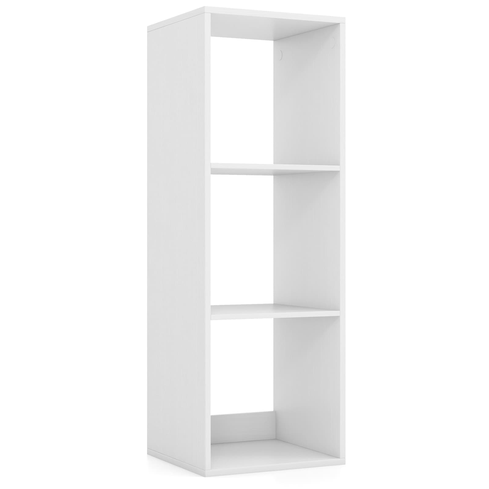 Slickblue D-CO-HW94701BC Compact White 3 Cube Open Back Storage Bookcase for Living Room Bedroom or Office (14L x 13W x 41H)