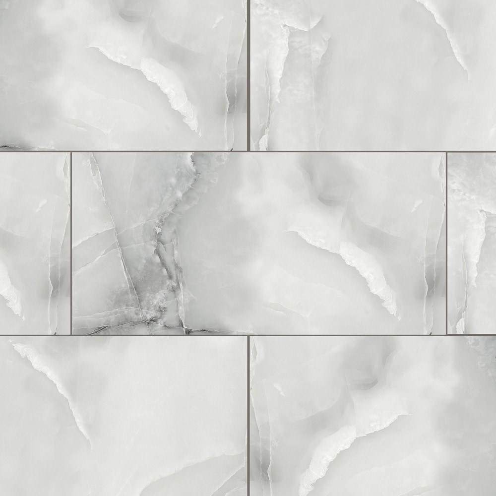 Saharra Sky 12-in x 24-in Polished Porcelain Marble Look Floor and Wall Tile (1.937-sq. ft/ Piece) | - Elida Ceramica LWSSMMSSK1224P