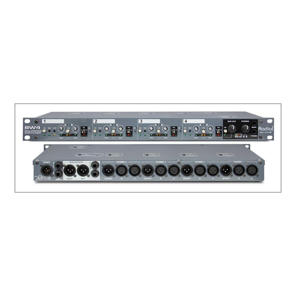  TCNCD300793 Radial Engineering RAD-SW4 4-Channel Balanced Stereo AB Input Switcher with Summed Outputs and PFL