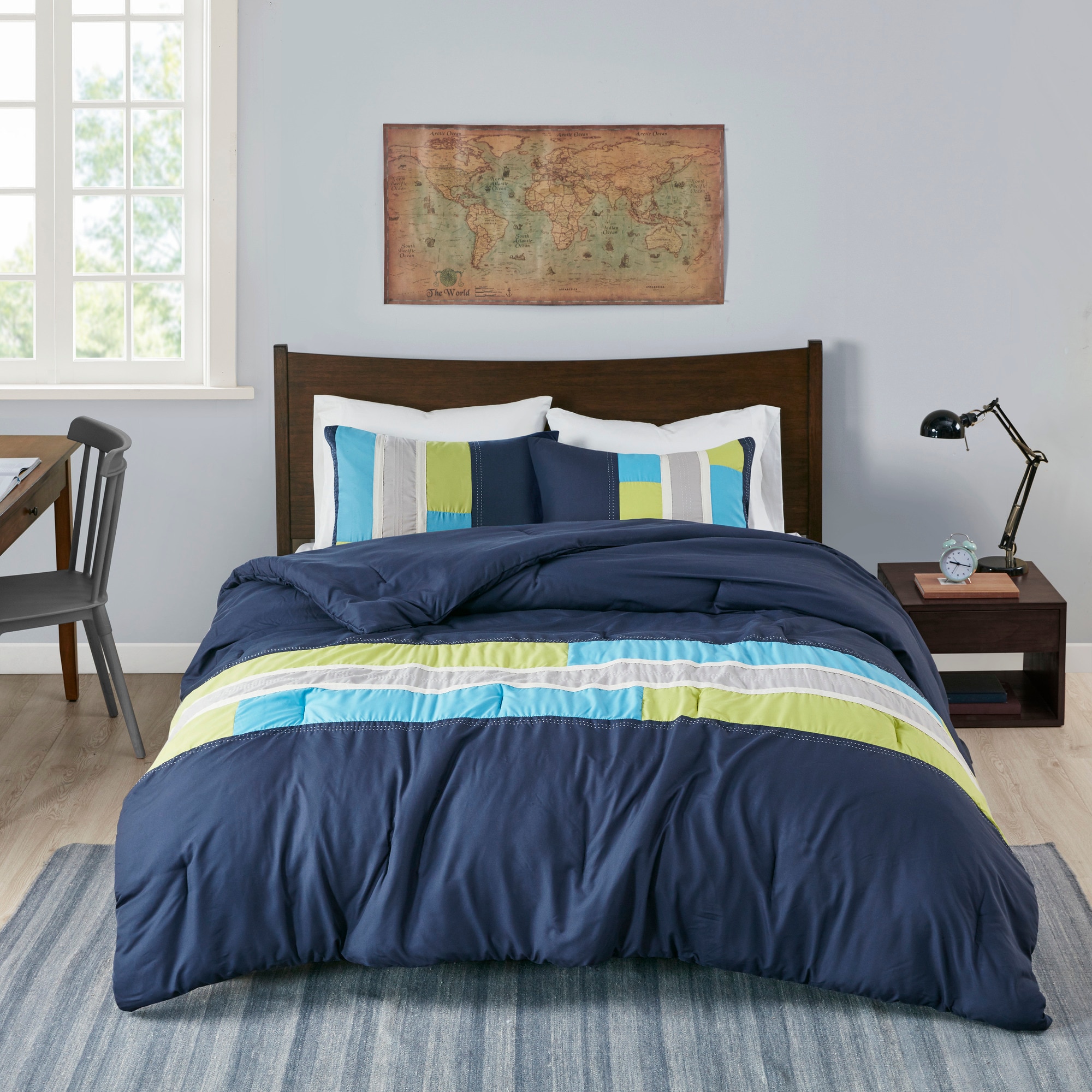 MI ZONE MZ10-062 3 -Piece Navy Twin/Twin XL Comforter Set