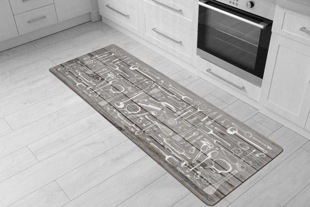 World Rug Gallery Contemporary Abstract Anti-Fatigue Standing Mat - Gray 18x47