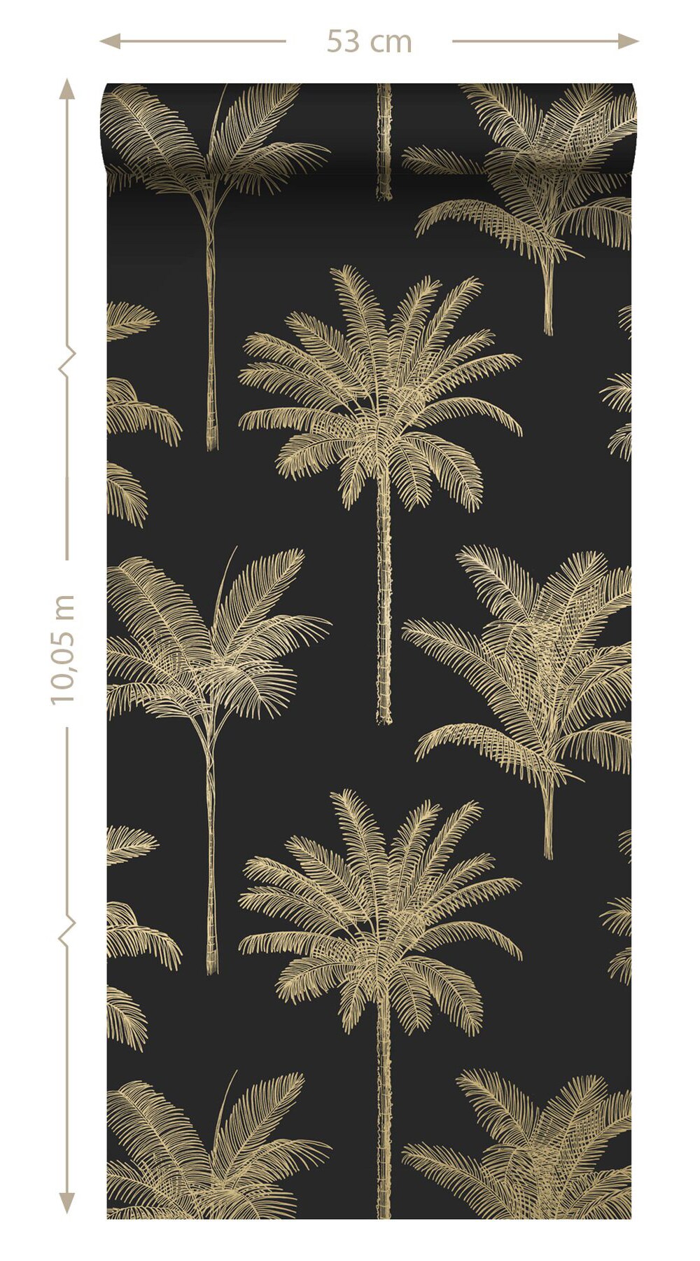 Taj Black and Gold Palm Trees Non-Woven Wallpaper