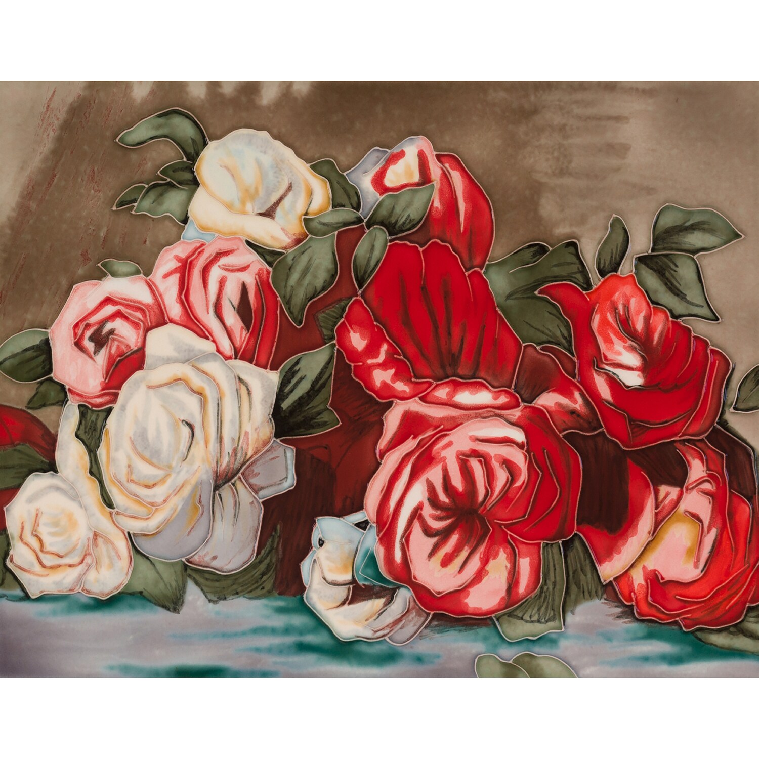 La Pastiche FTRN224411X14 Discarded Roses 14-Inches W x 11-Inches H Ceramic Still Life Abstract Wall accent