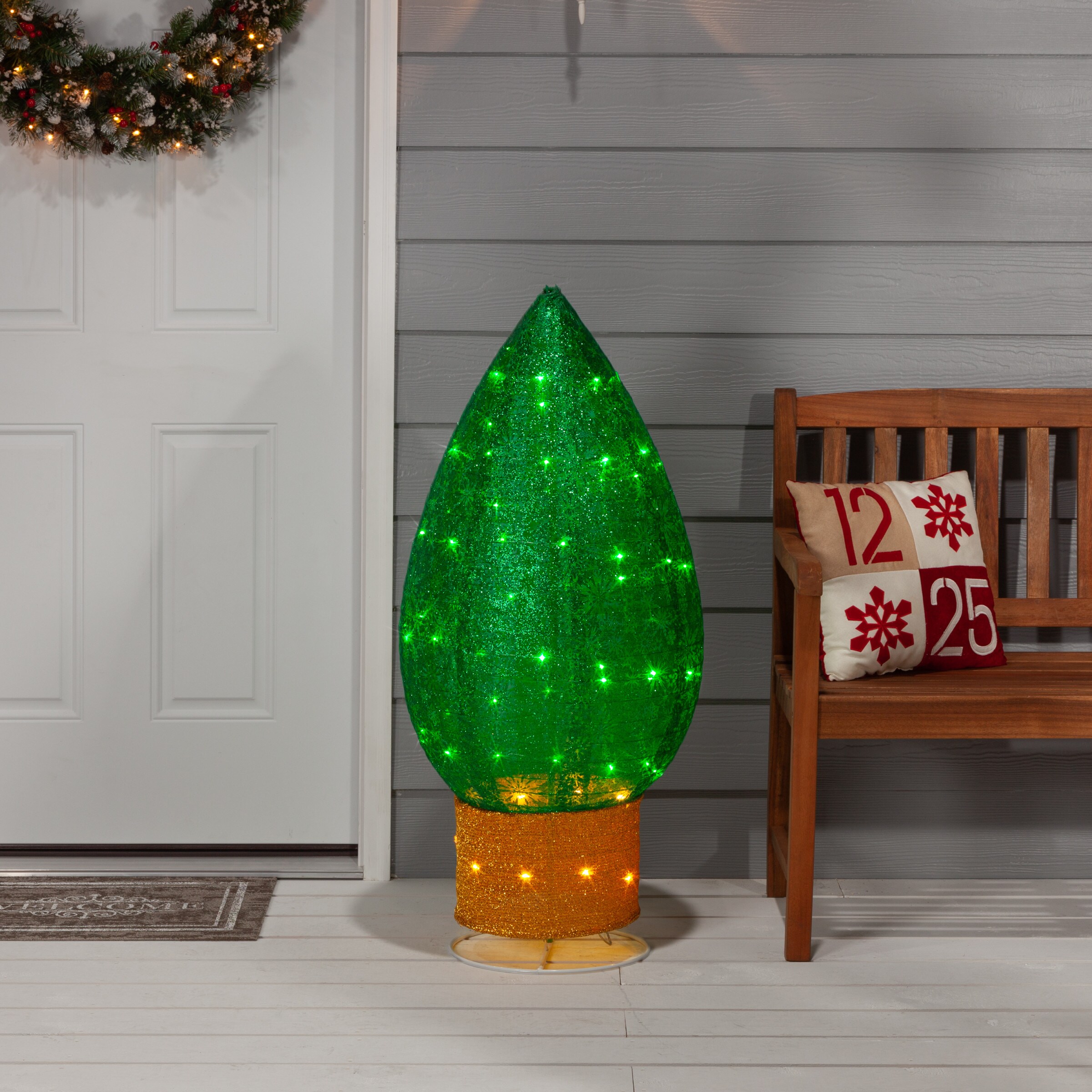 Evergreen Denver Broncos Green Tree & Santa Hat LED Light-Up Ornament, Best Price and Reviews