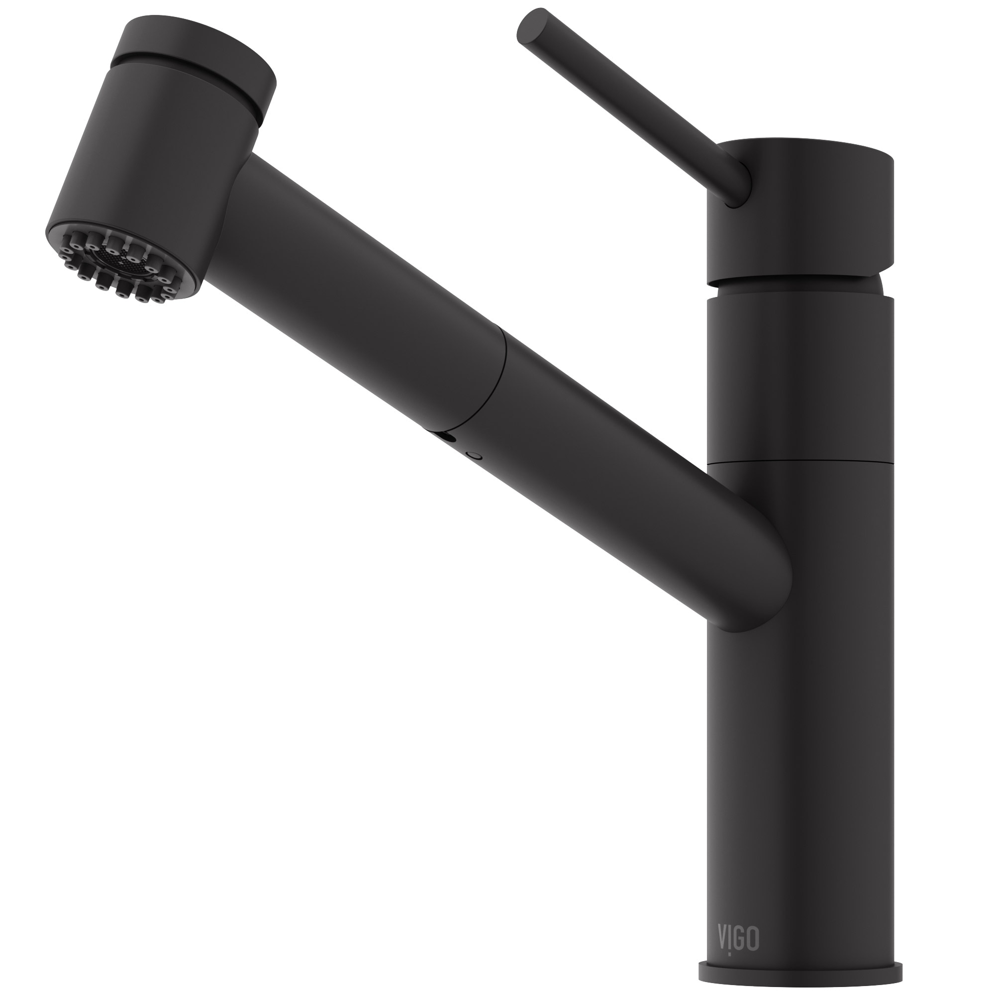 VIGO VG02021MB Branson Matte Black Single Handle Deck-mount Pull-out Kitchen Faucet with Sprayer