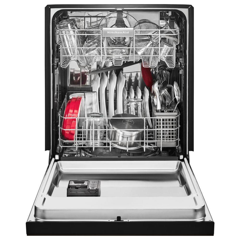 KitchenAid Front Control 24-in Built-In Dishwasher (Black Stainless with Printshield) ENERGY STAR, 46-dBA