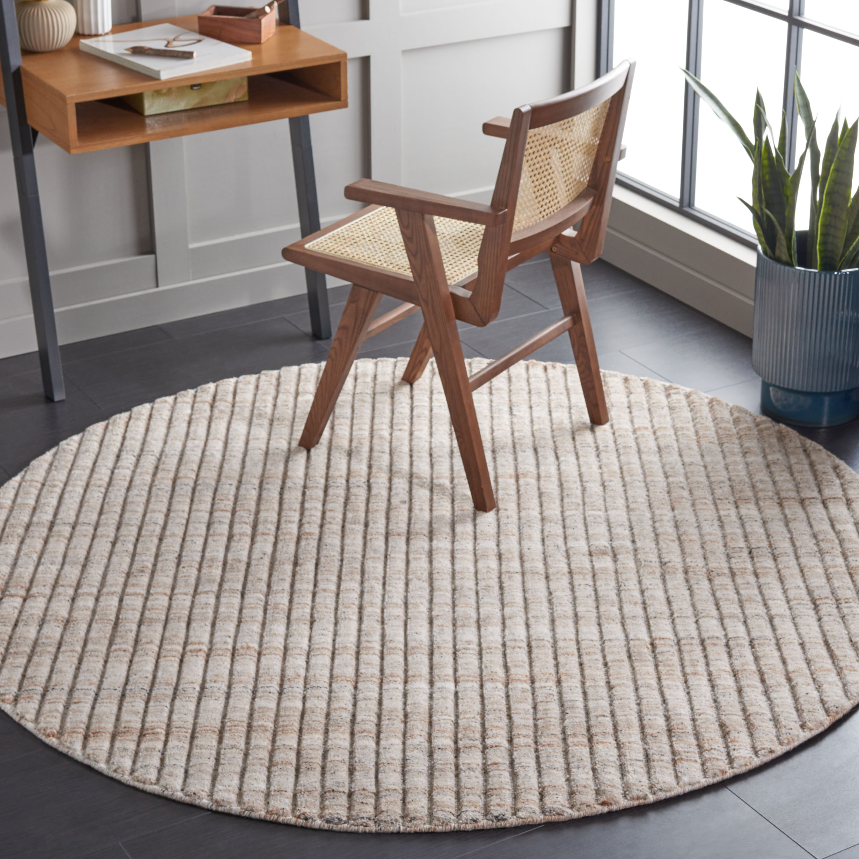  Msr7301 Mirage Beige Solid / Tonal 6ft x 6ft Round Rug