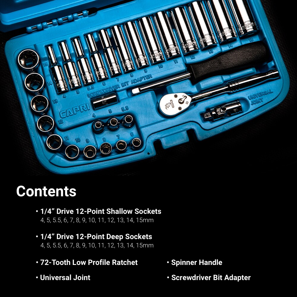 Capri Tools 30 Piece Metric 14 In Drive 12 Point Shallowdeep Socket Set In The Sockets 