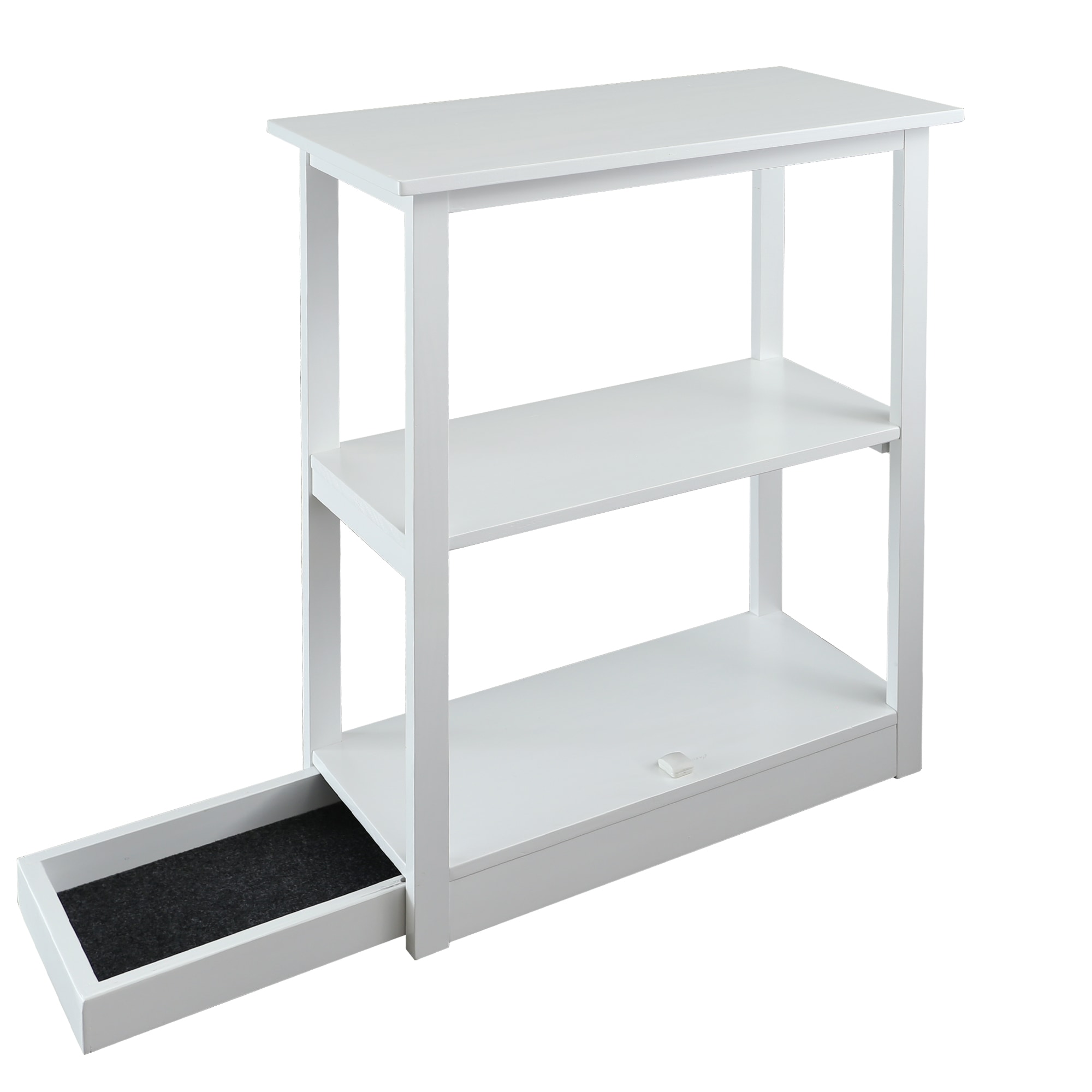 Adams White Solid Pine 3-Shelf Bookcase with Concealed Drawer