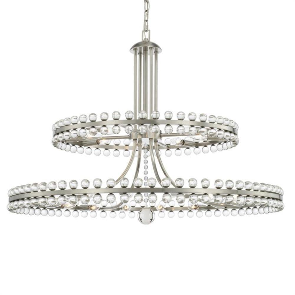 Crystorama CLO-8890-BN Clover Brushed Nickel Modern/contemporary Crystal For Use in Bedrooms, Dining Rooms, Foyers, Kitchens, Living Rooms Chandelier