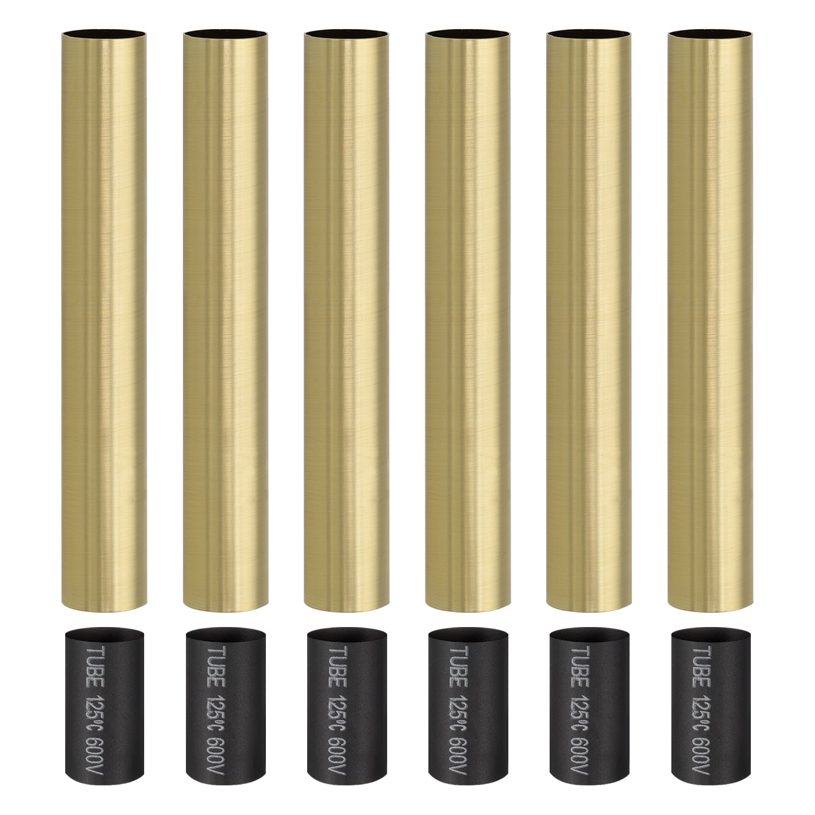 PATIKIL 6in Tall Candle Covers Sleeves  6pcs Metal E12 Chandelier Socket Sleeves with Insulation Heat Shrinkable Flame Retardant Tube Bulb Light Base Holder for Lamps  Bronze