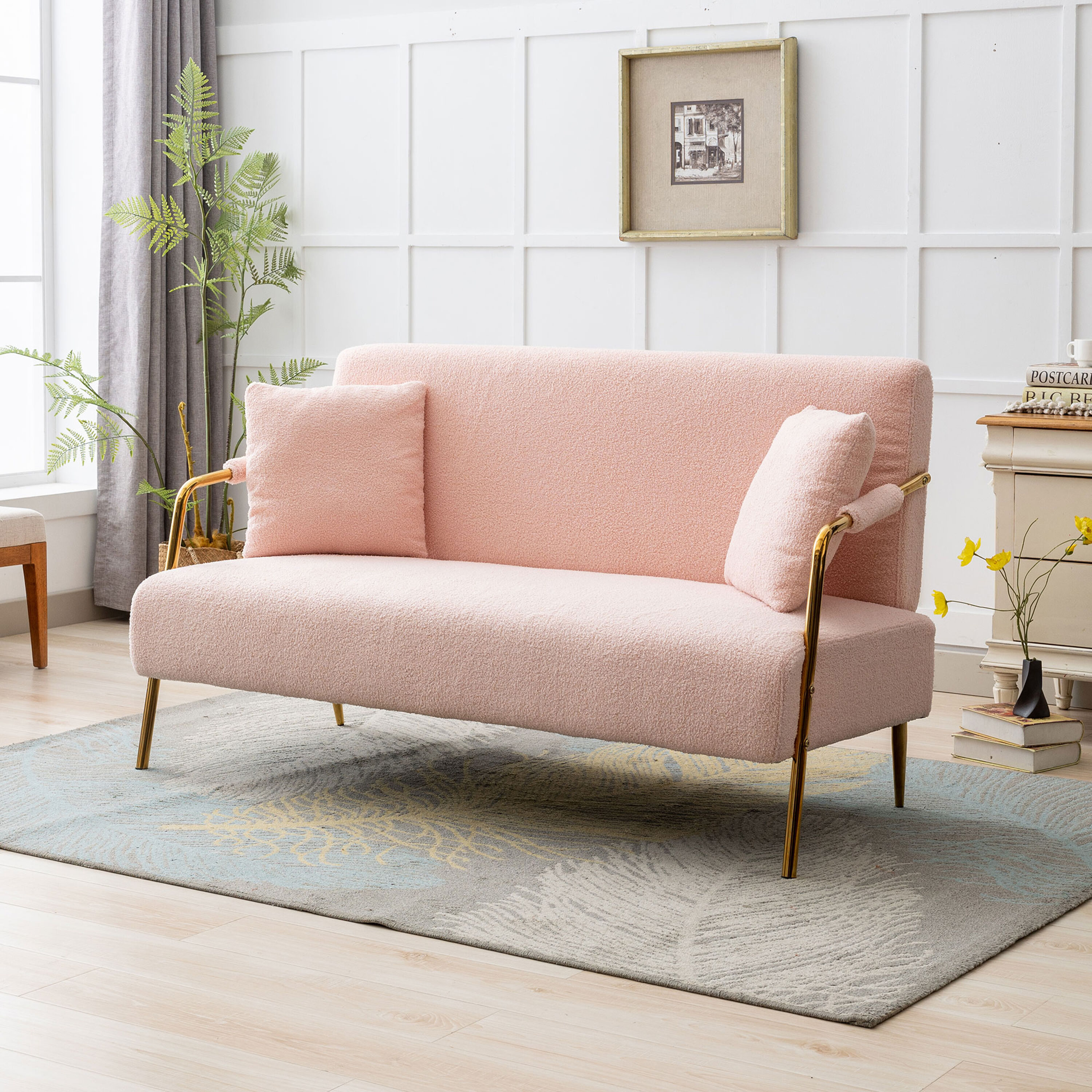 Gaierptone 60.43-in Modern Light Pink Velvet Loveseat in the Couches ...