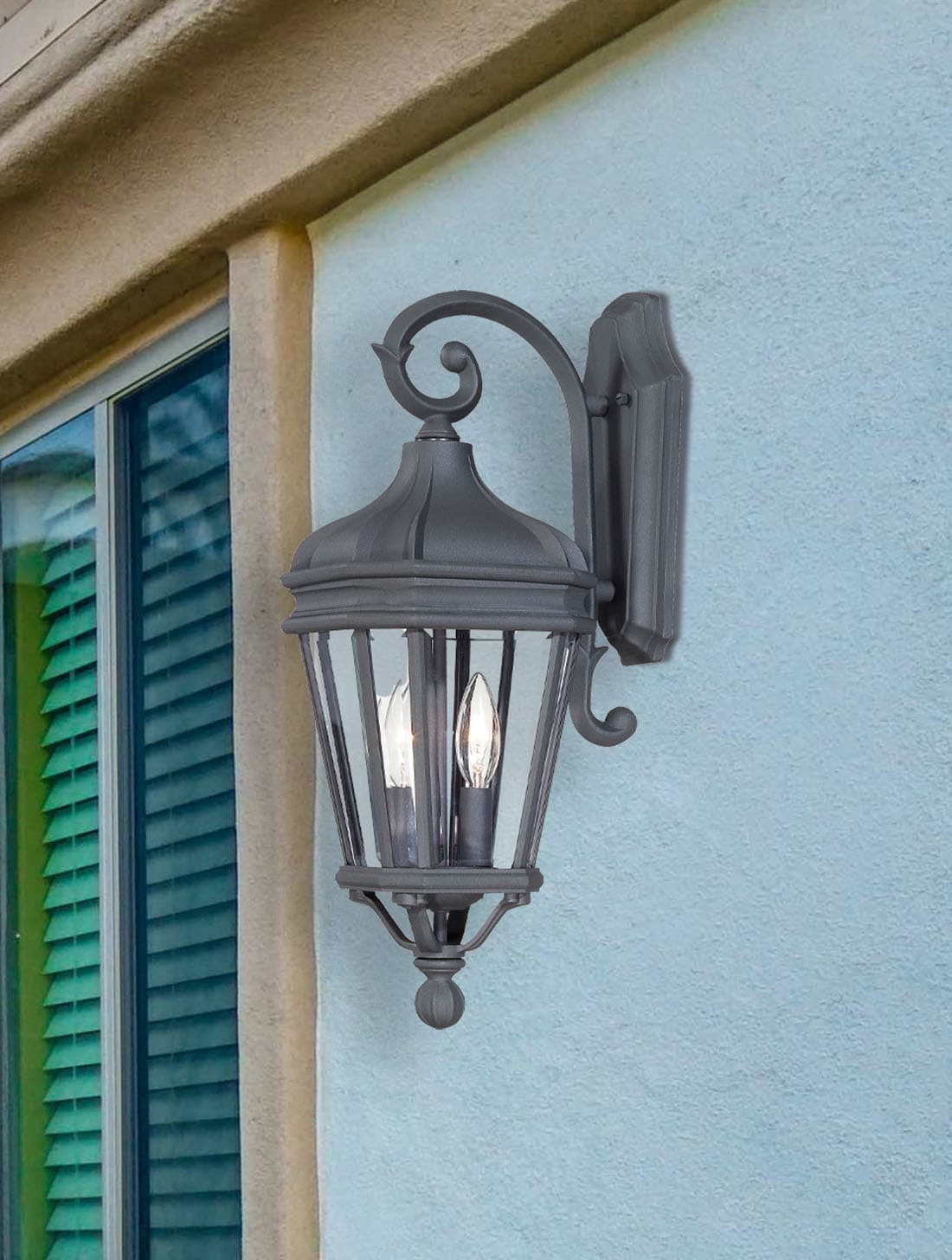 Minka Lavery 8691-66 Harrison 2 -Light 21-in H Matte Black Hardwired Outdoor Wall Light
