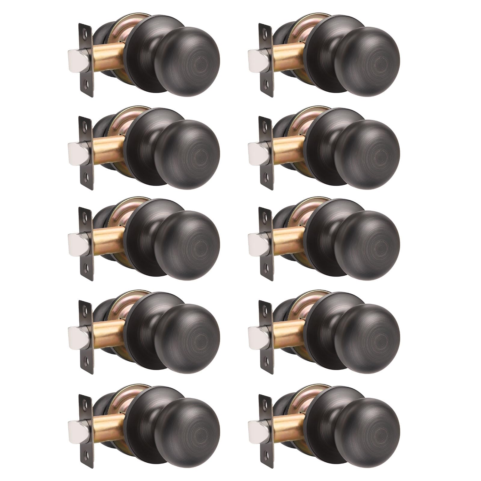 Aoibox  Oil Rubbed Bronze Privacy Door Knobs with Keyless Lock for Bedroom and Bathroom Interior Doors 10 Pack