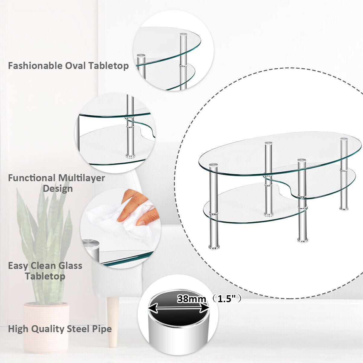 Costway HW54317TR Coffee-Tables - View #3